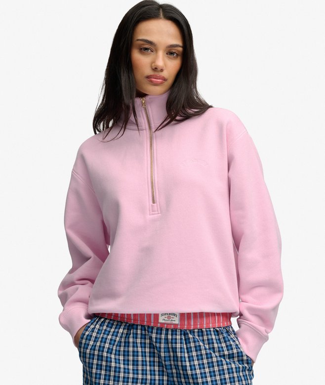 Essential Logo Embroidered Half Zip Jumper