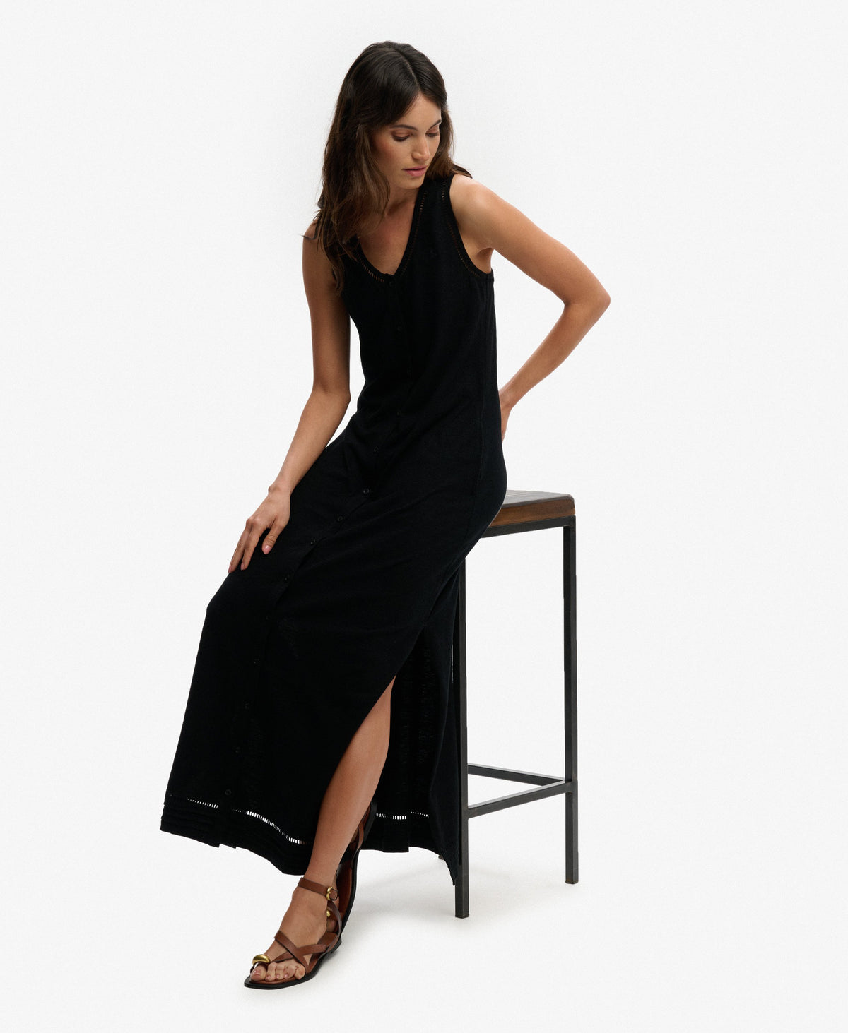 Laddered Jersey Maxi Dress