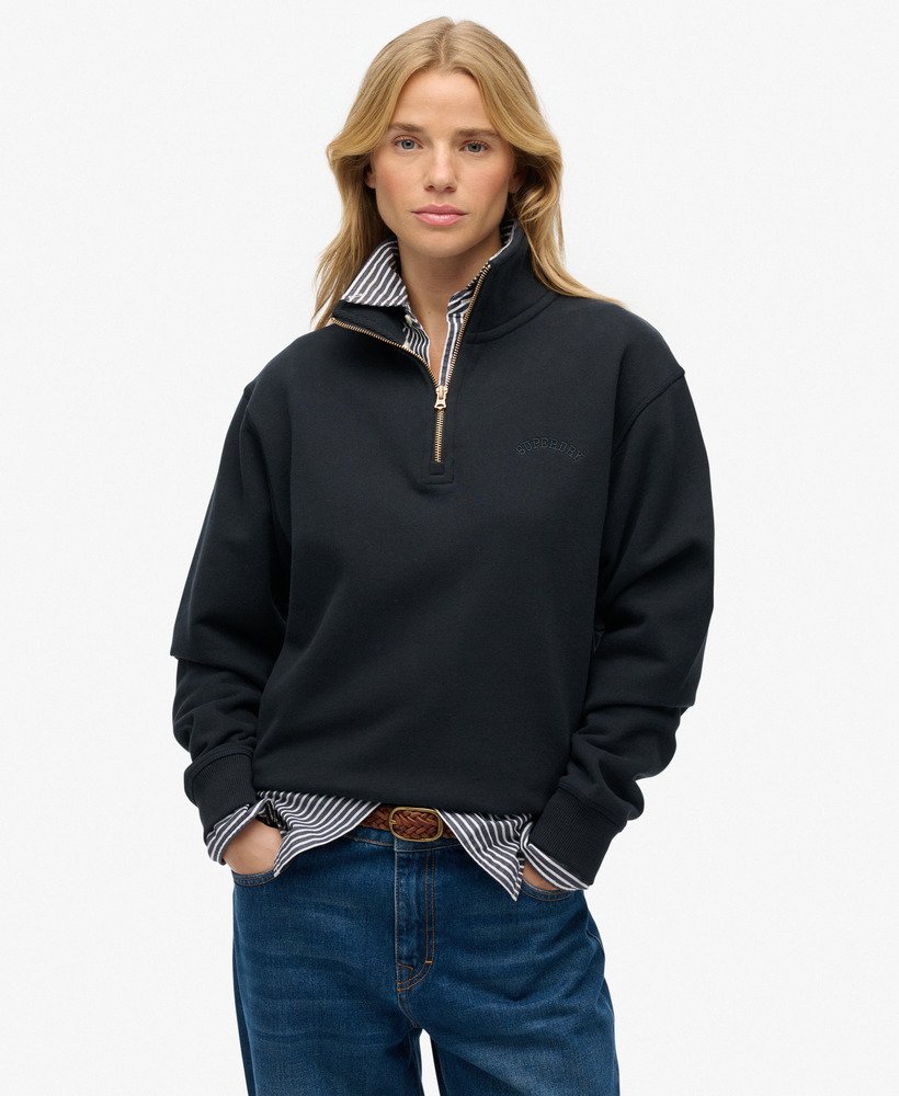 Essential Logo Embroidered Half Zip Jumper