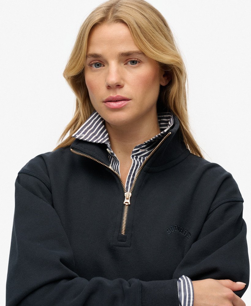 Essential Logo Embroidered Half Zip Jumper