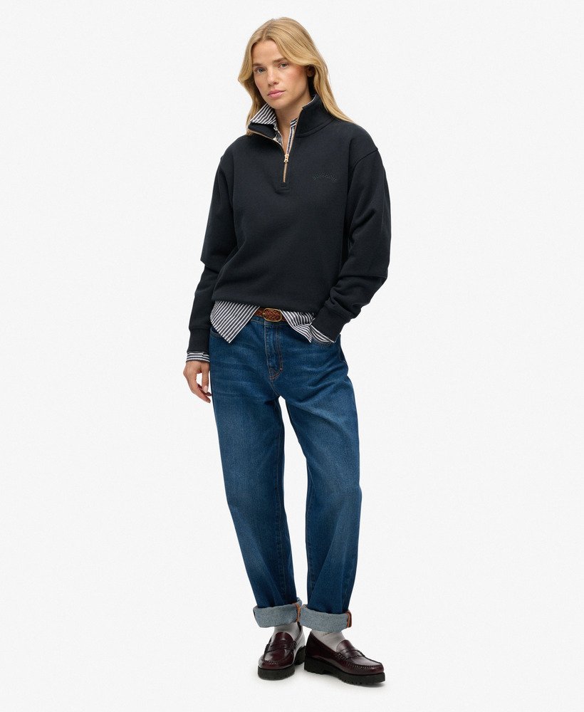 Essential Logo Embroidered Half Zip Jumper