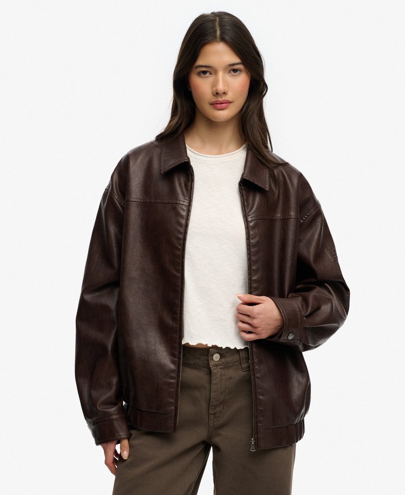 Collared Oversized Bomber Jacket