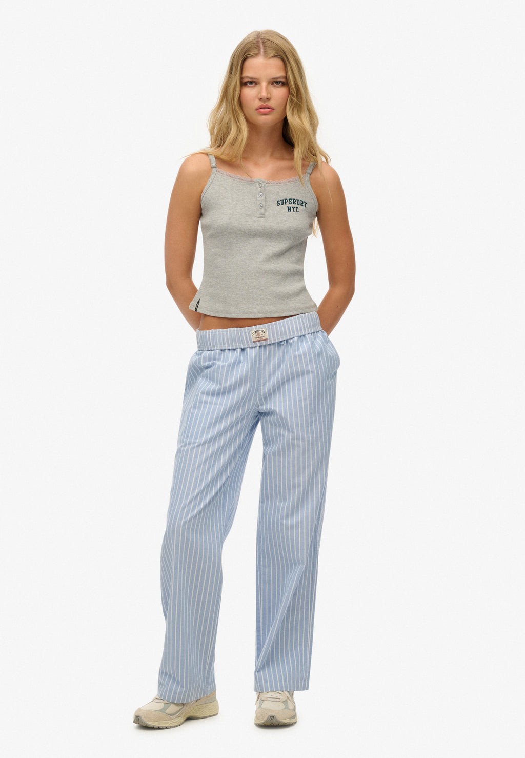 Organic Cotton Stripe Elasticated Trousers