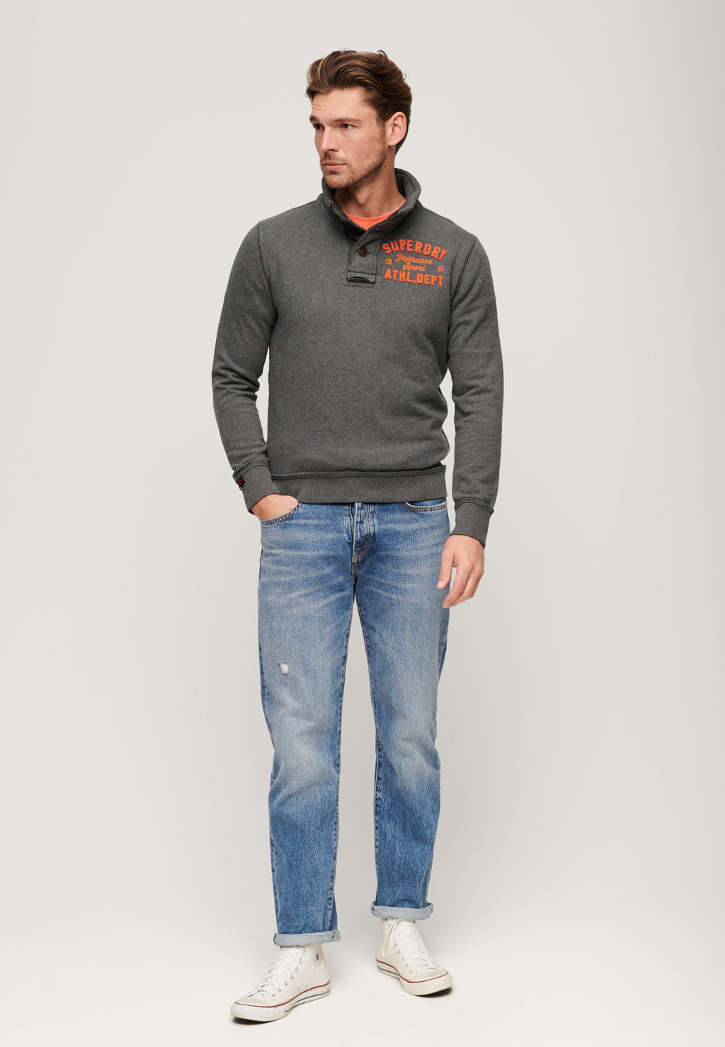 Vintage Athletic Half Button Sweatshirt