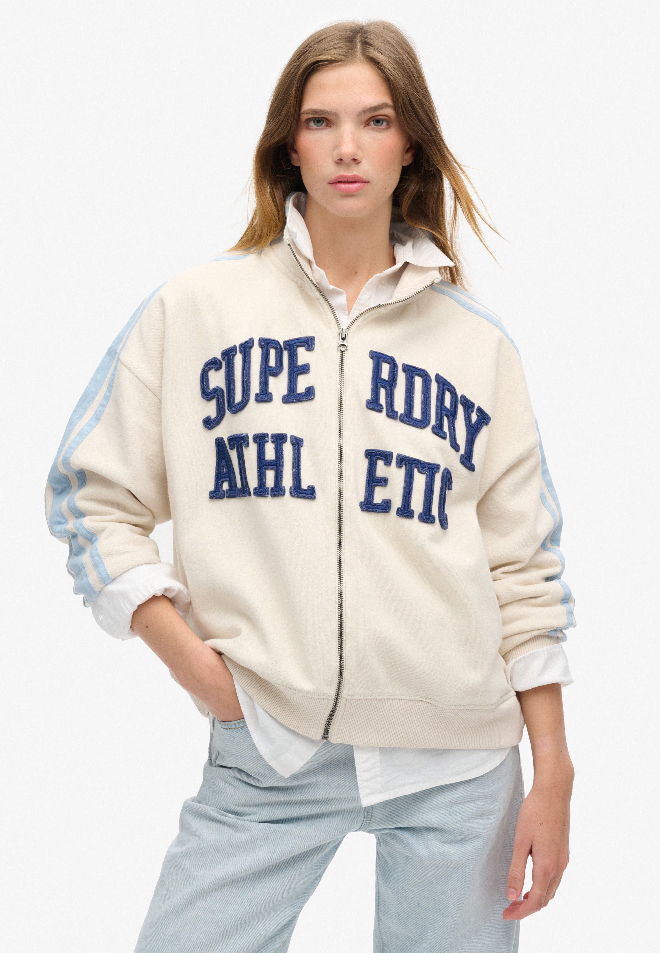 Athletic Essentials Applique Loose Zip Track Top