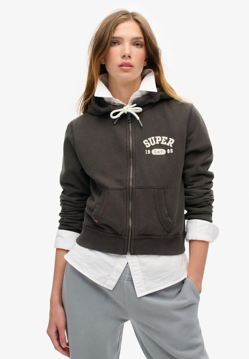 Athletic Essentials Relaxed Crop Zip-hoodie
