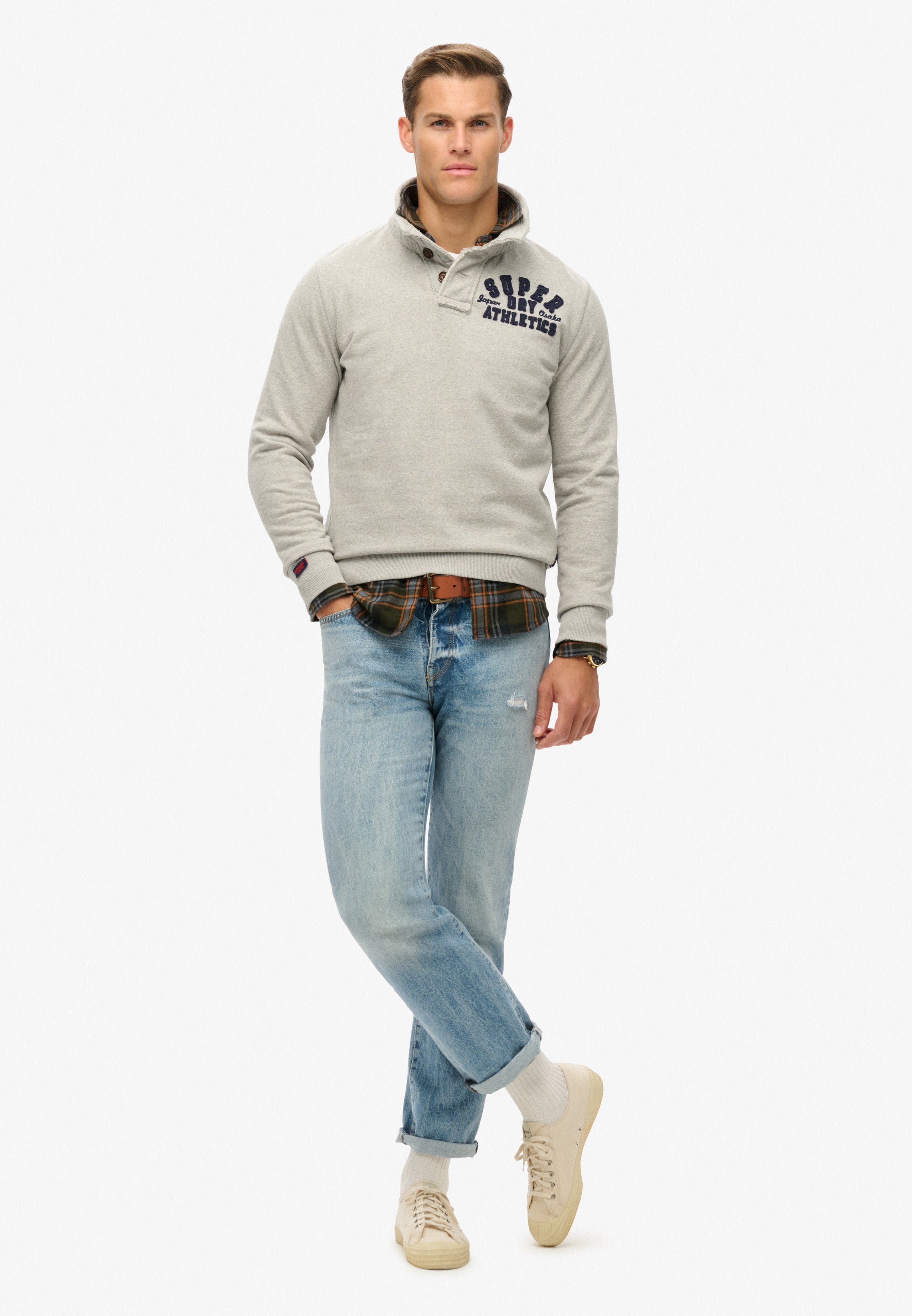 Vintage Athletic Half Button Sweatshirt