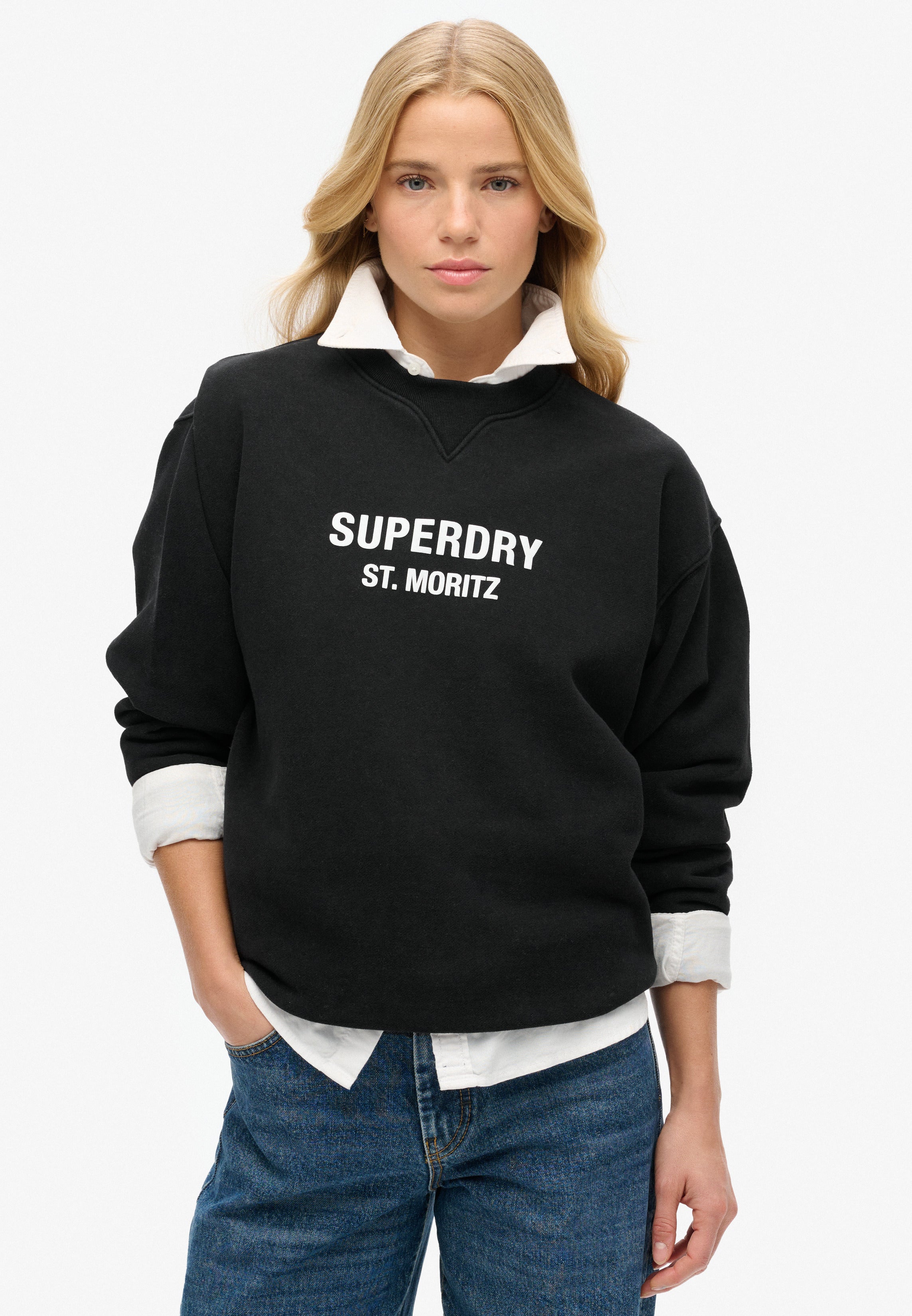 Sport Luxe Loose Crew Sweatshirt