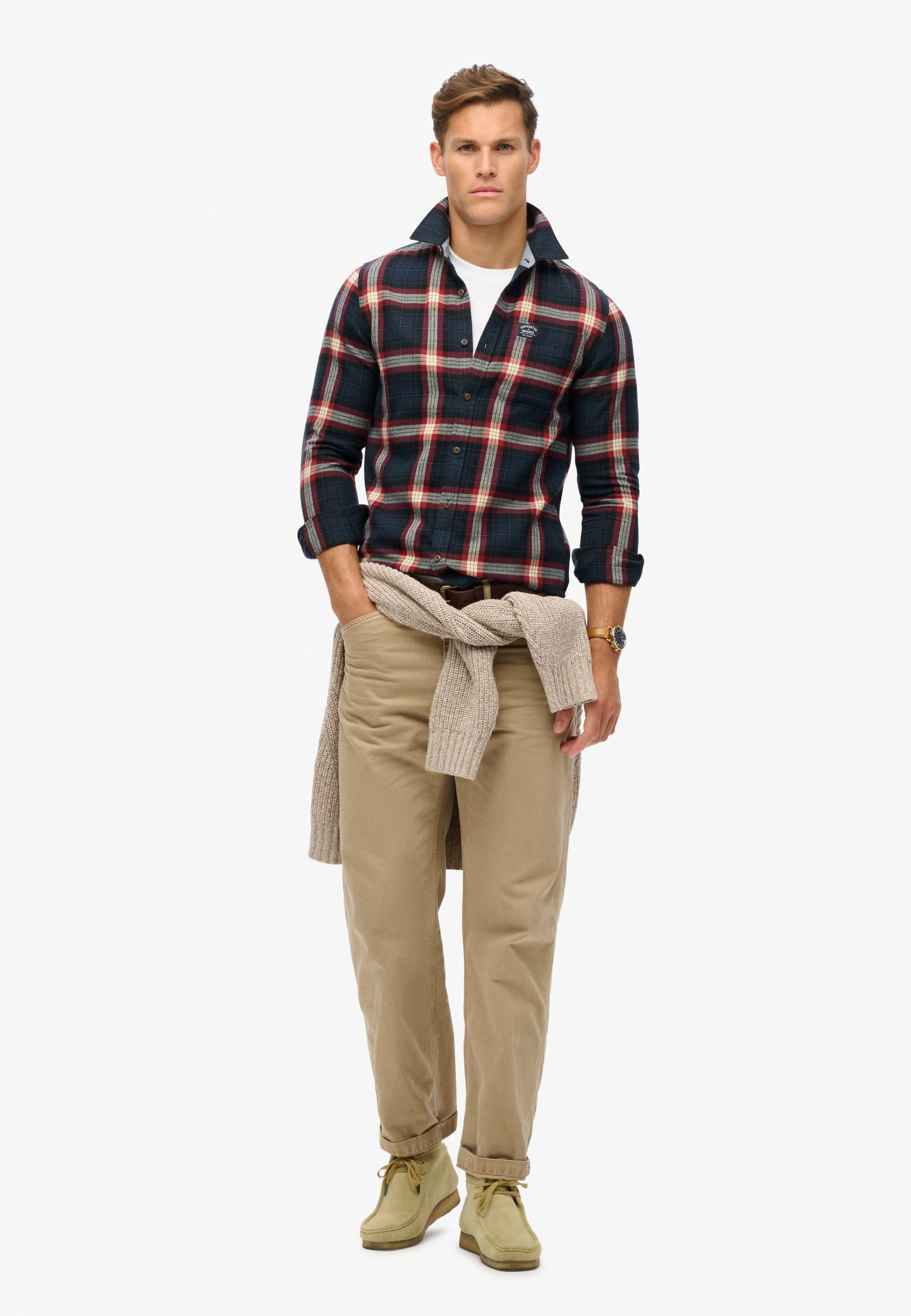 قميص قطني بأكمام طويلة بنمط حطاب