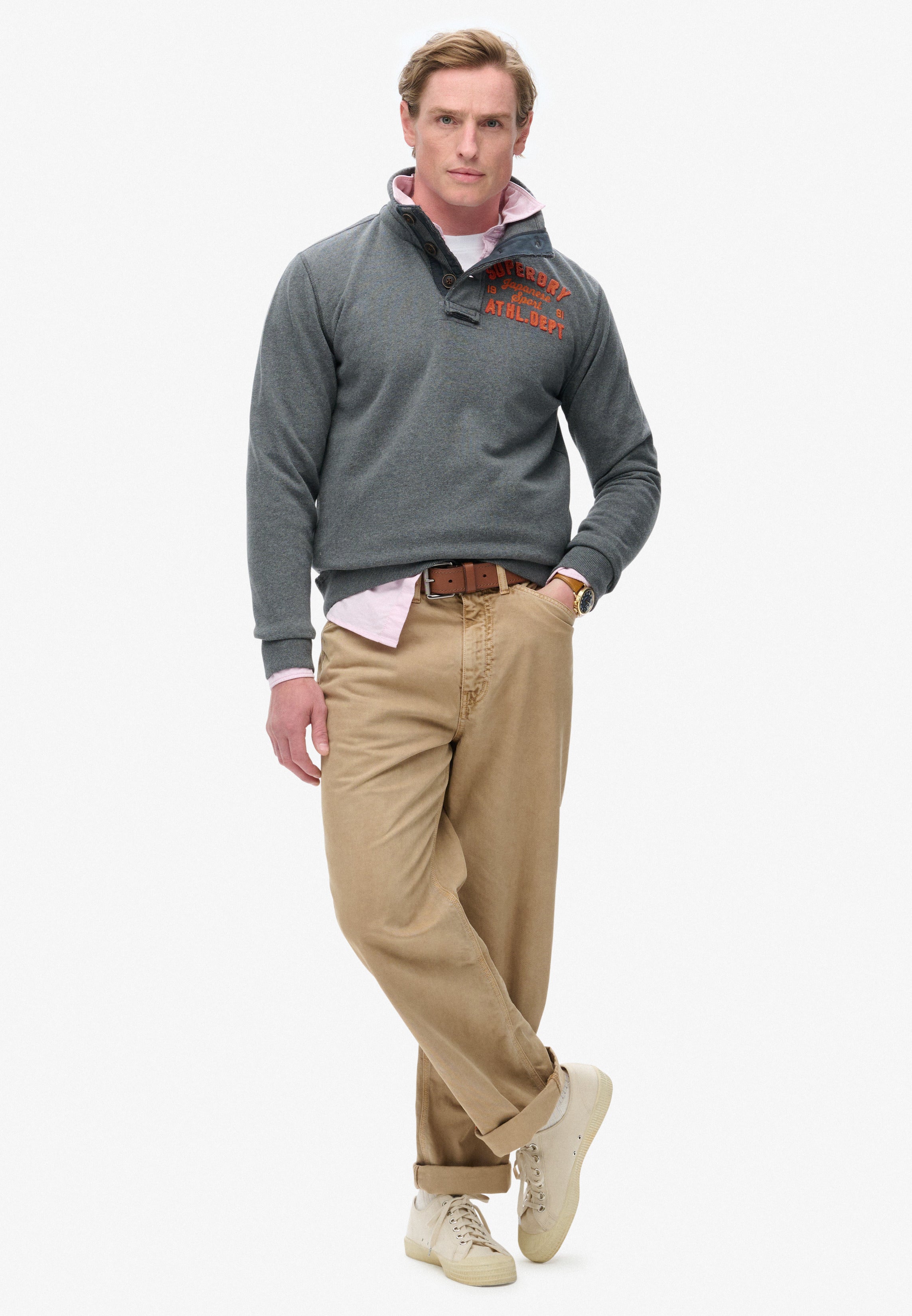 Vintage Athletic Half Button Sweatshirt