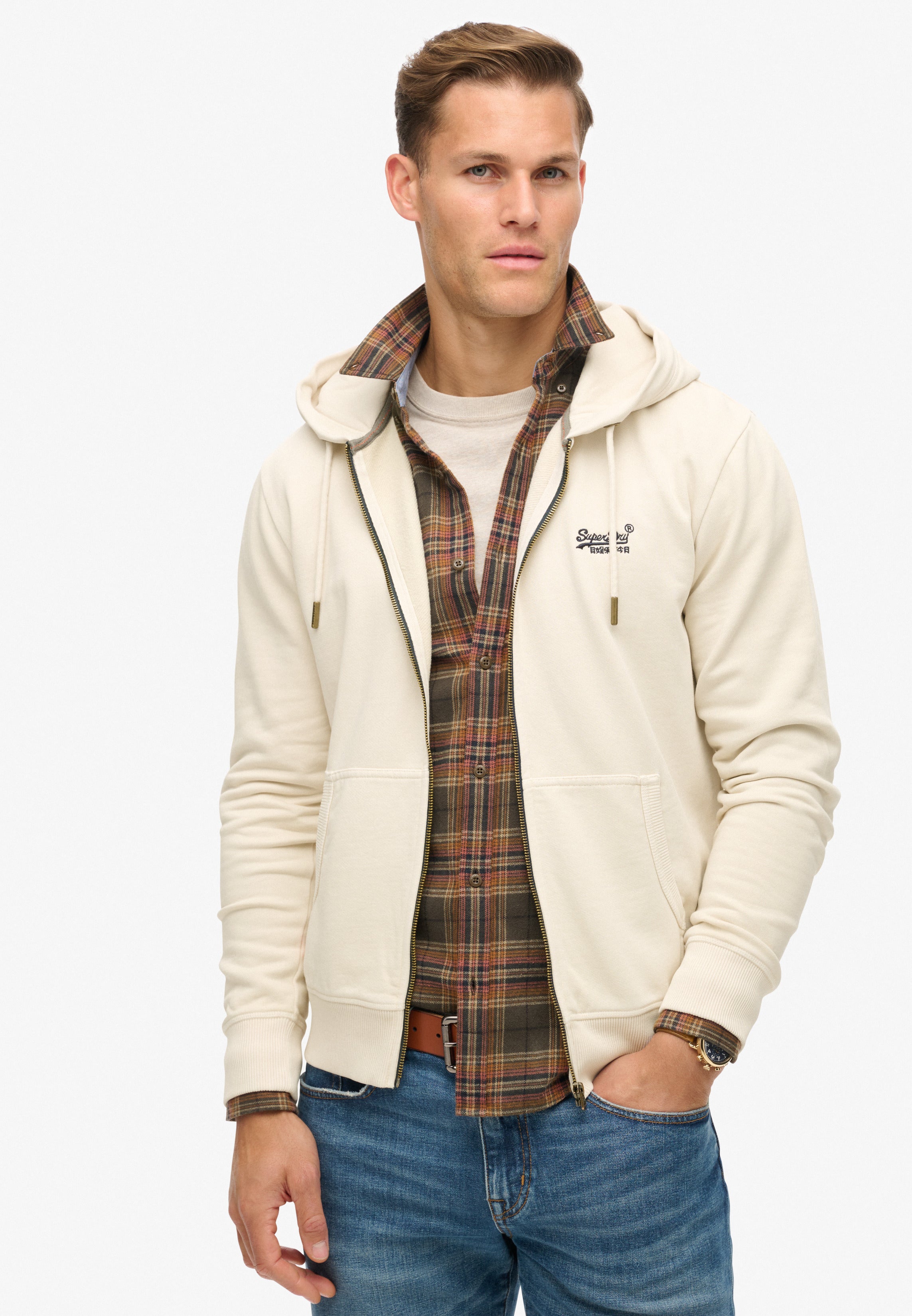 Essential Logo Washed Zip Hoodie