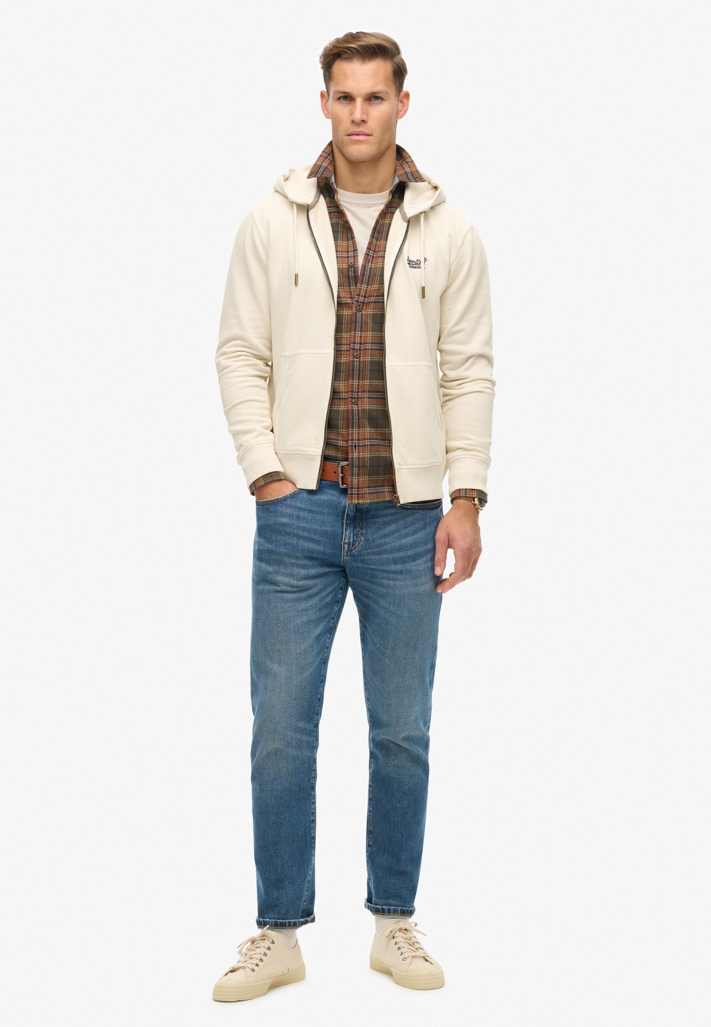 Essential Logo Washed Zip Hoodie