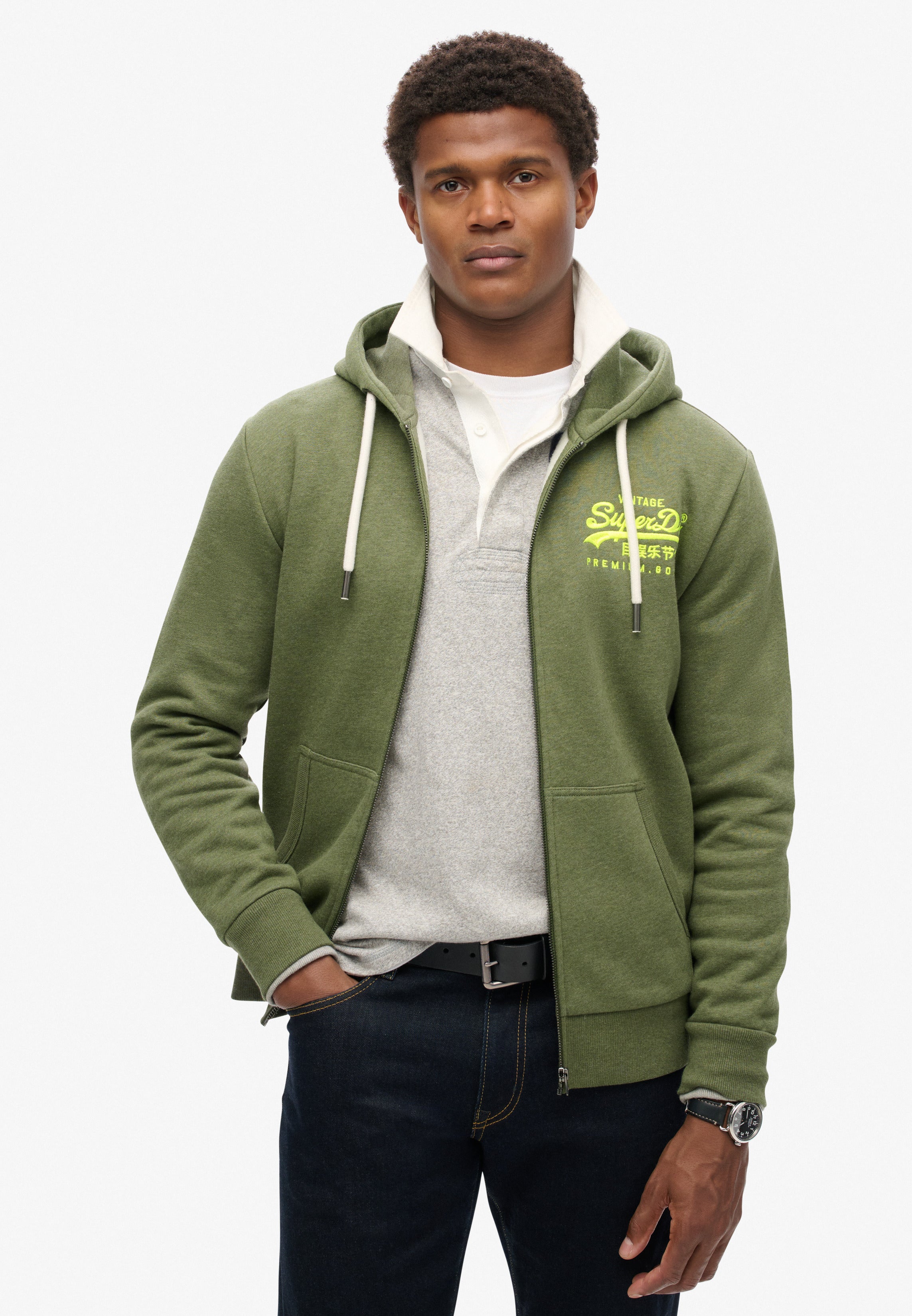 Neon Vintage Logo Graphic Zip Hoodie