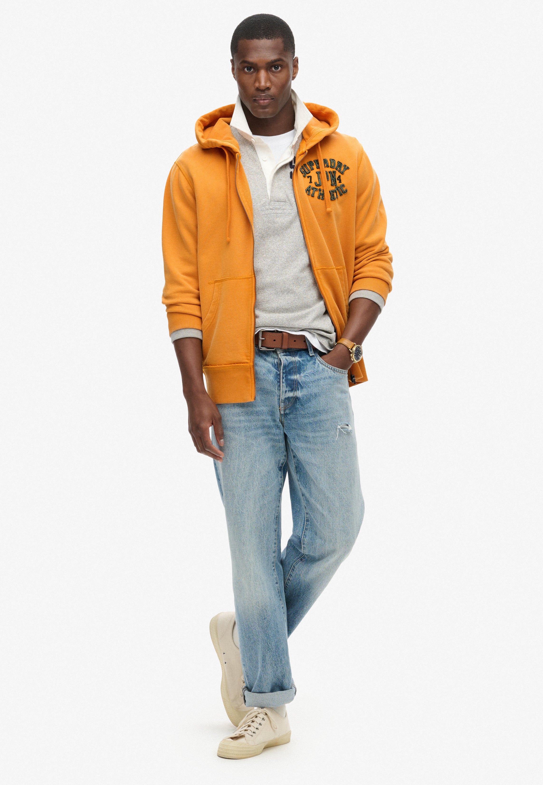 Vintage Athletic Zip Hoodie