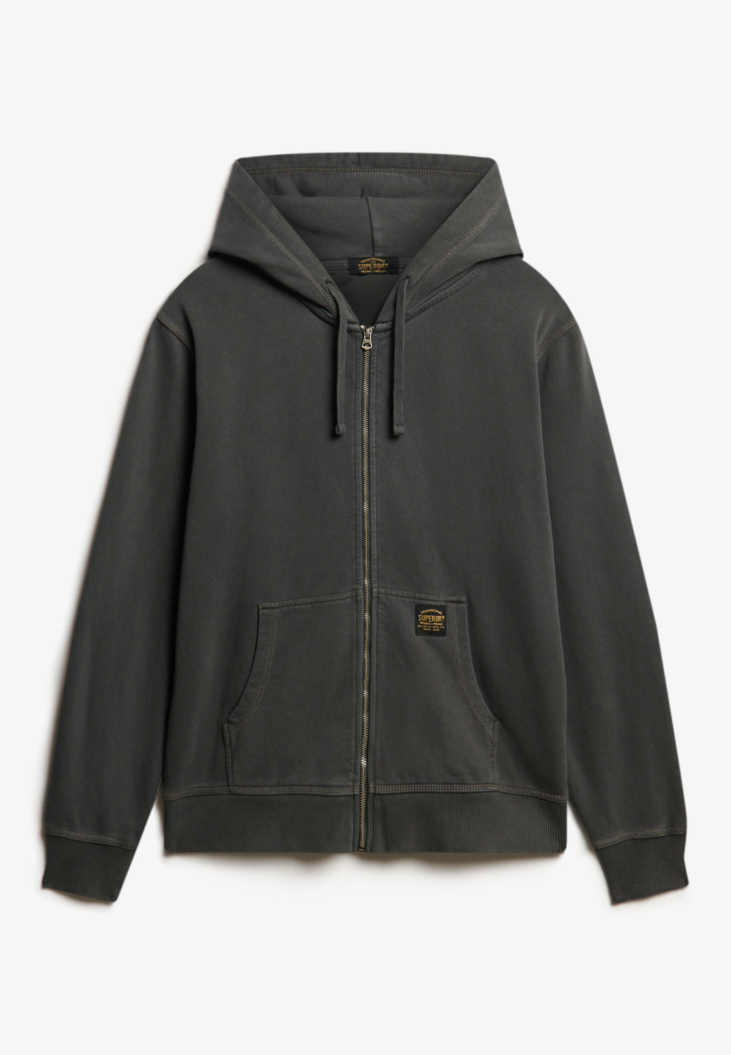 Contrast Stitch Relaxed Zip Hoodie