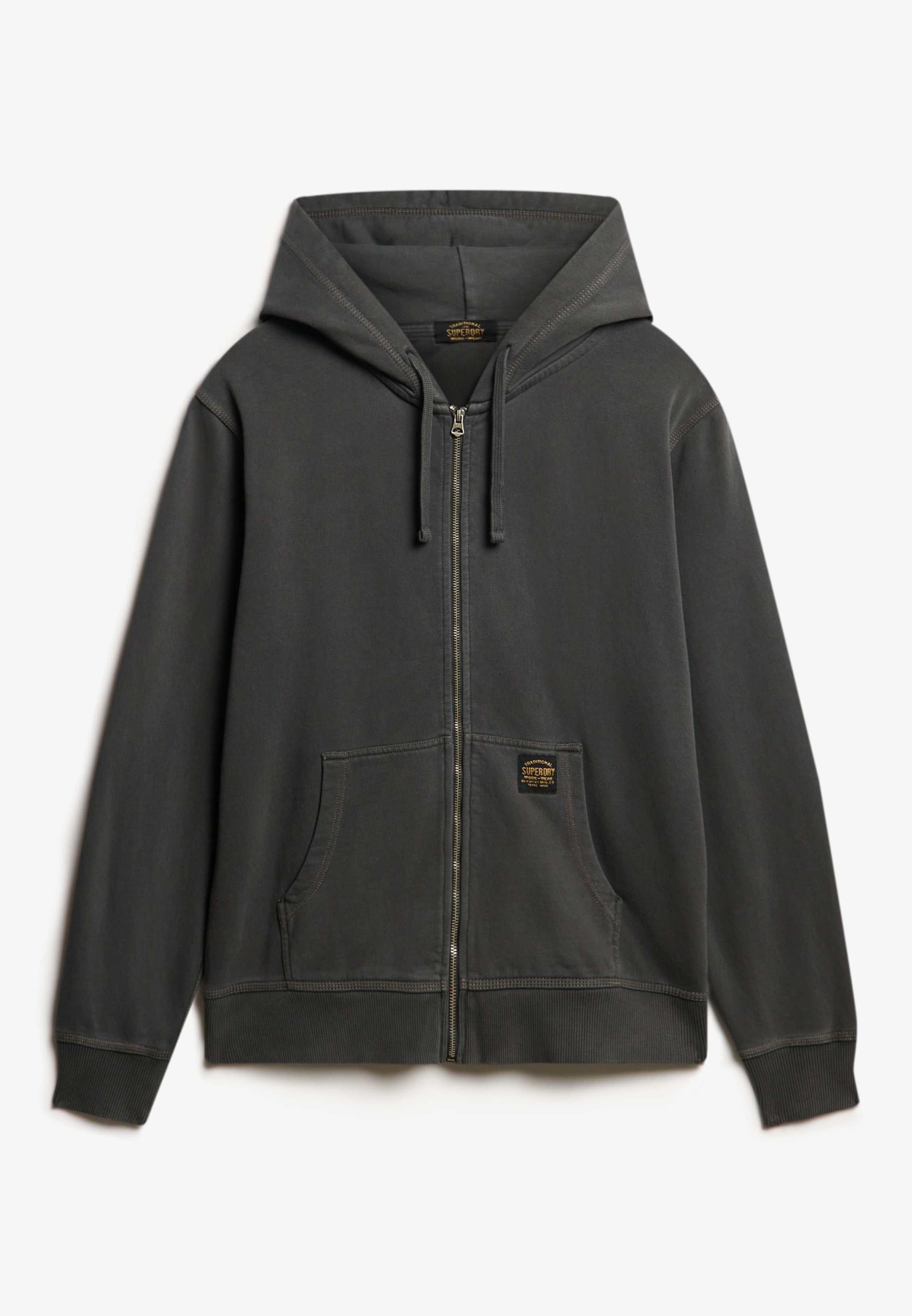 Contrast Stitch Relaxed Zip Hoodie