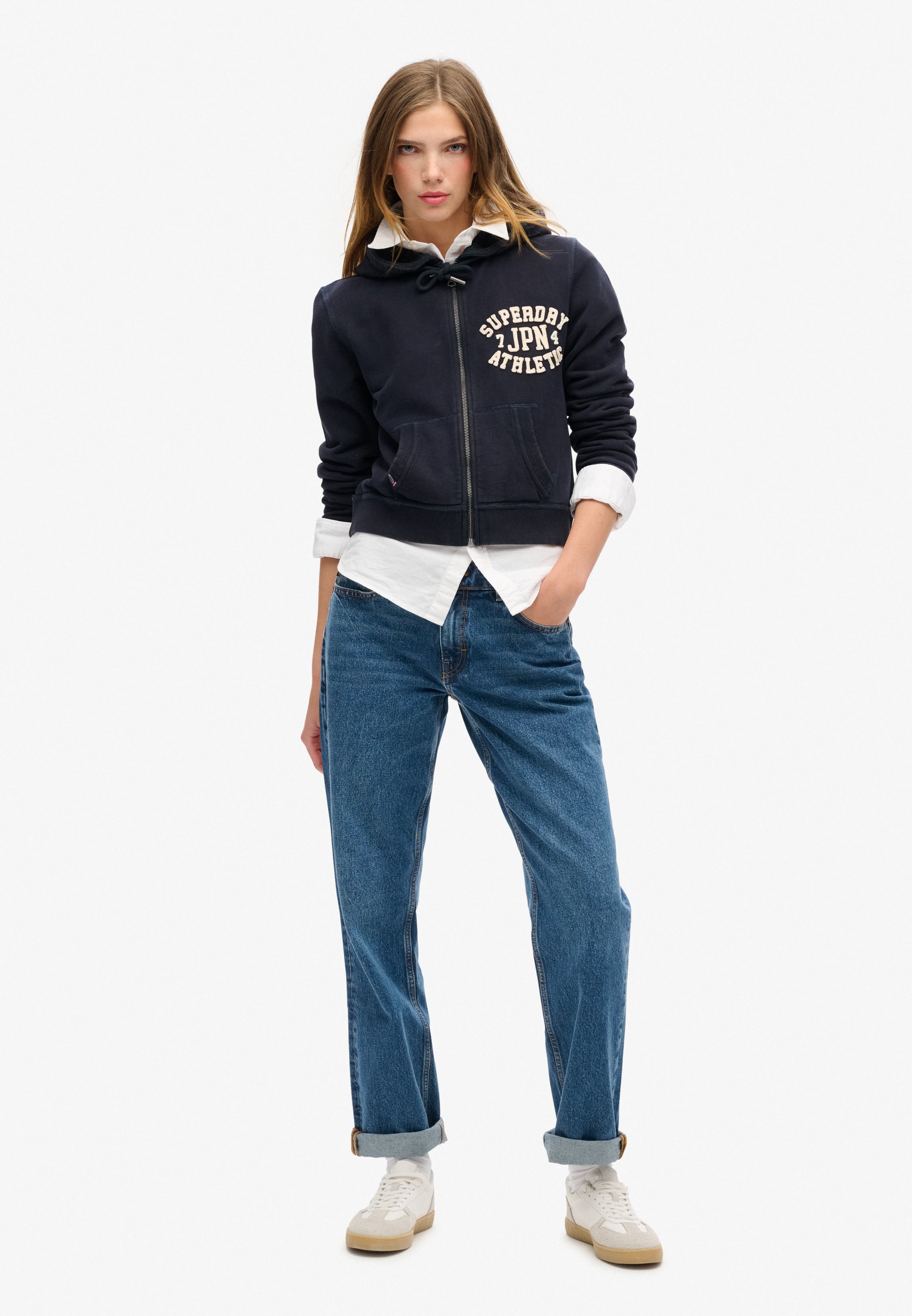 Athletic Essentials Relaxed Crop Zip-hoodie