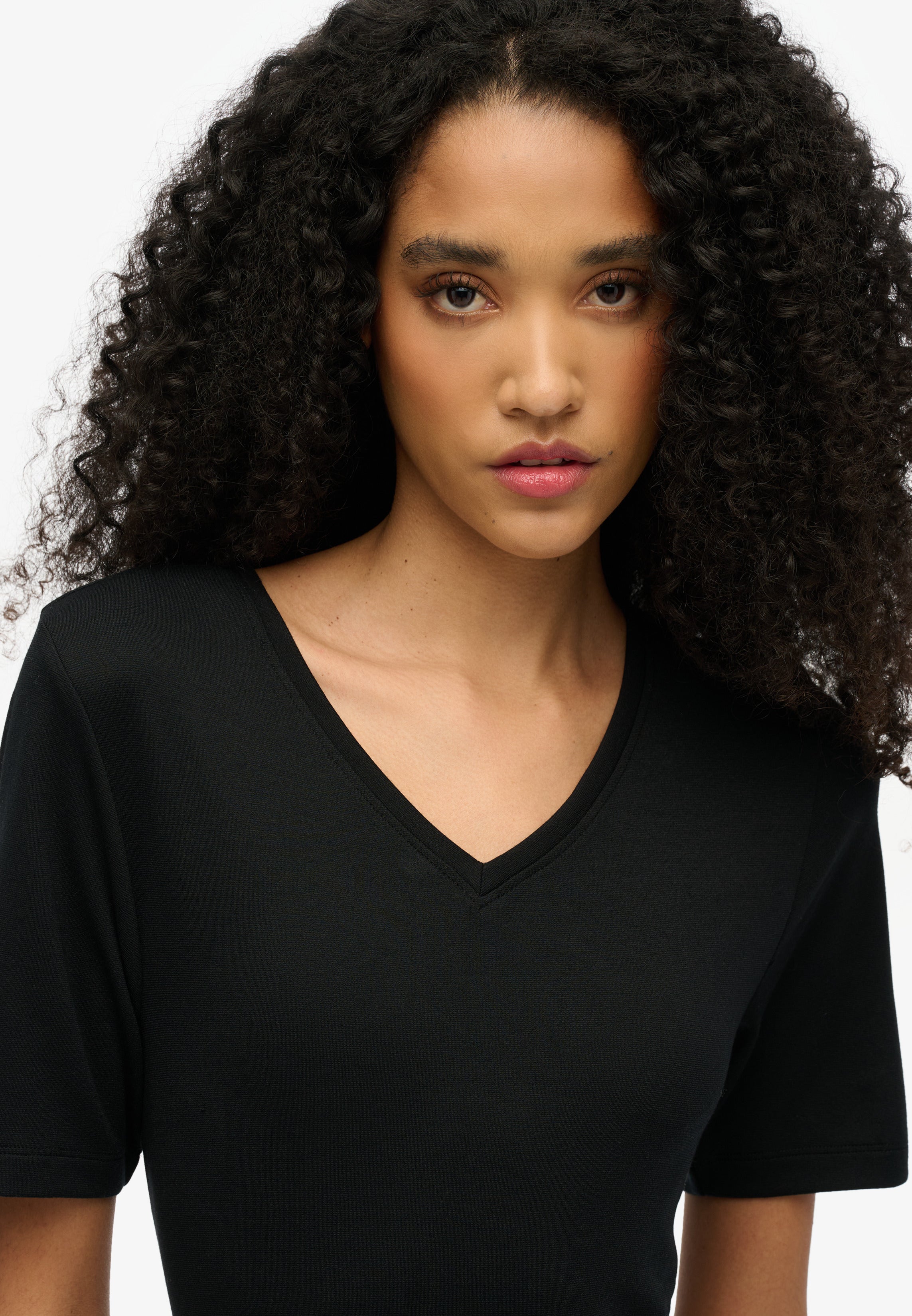 Short Sleeve V-Neck Midi Jersey Dress