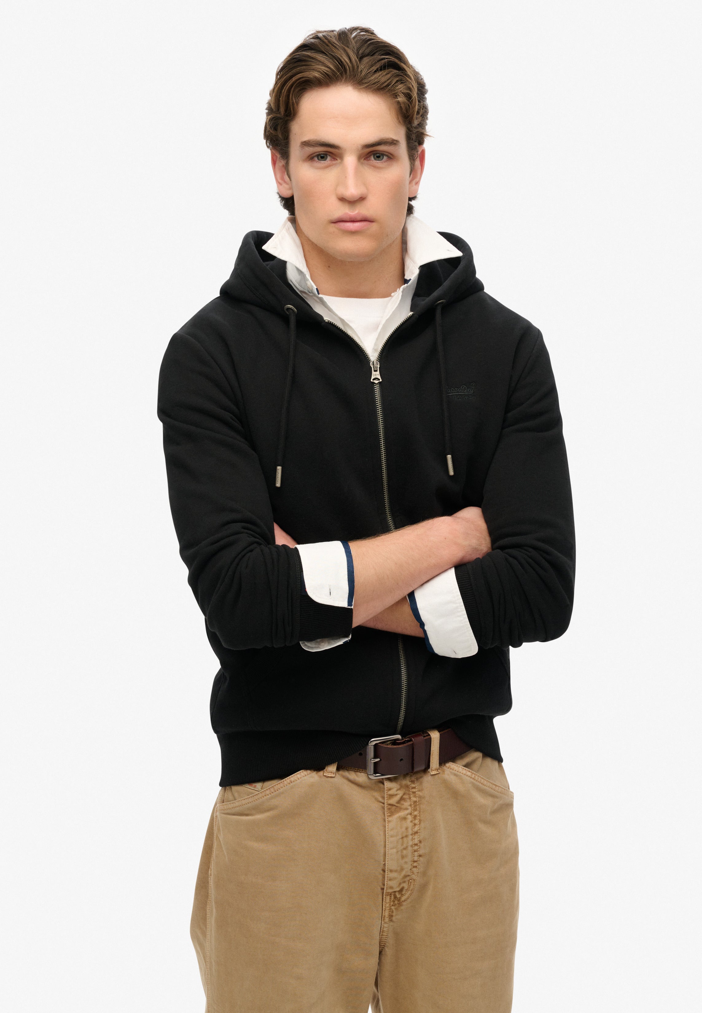 Essential Logo Half Brushed Zip Hoodie
