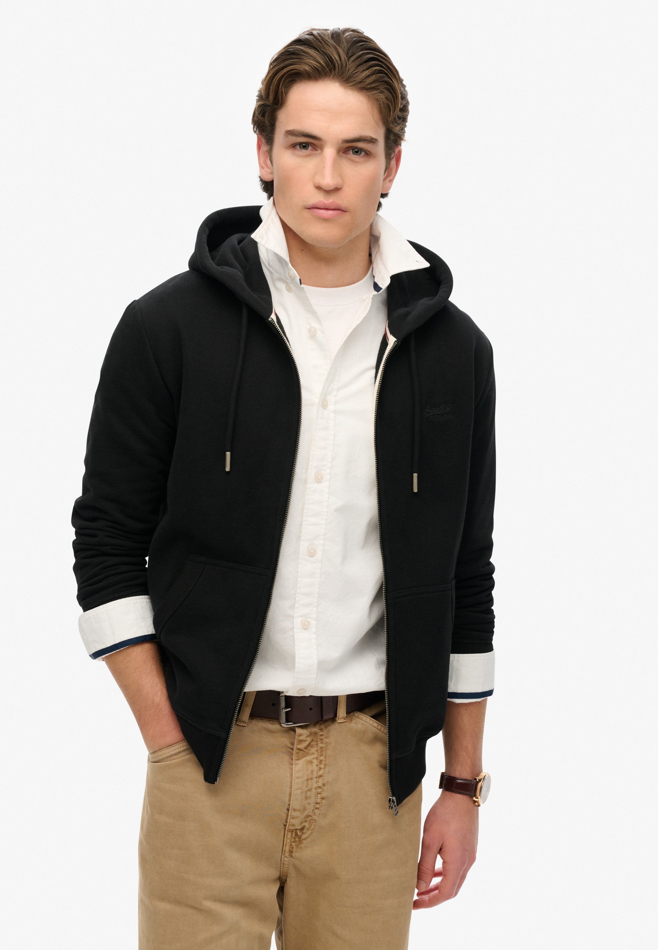 Essential Logo Half Brushed Zip Hoodie