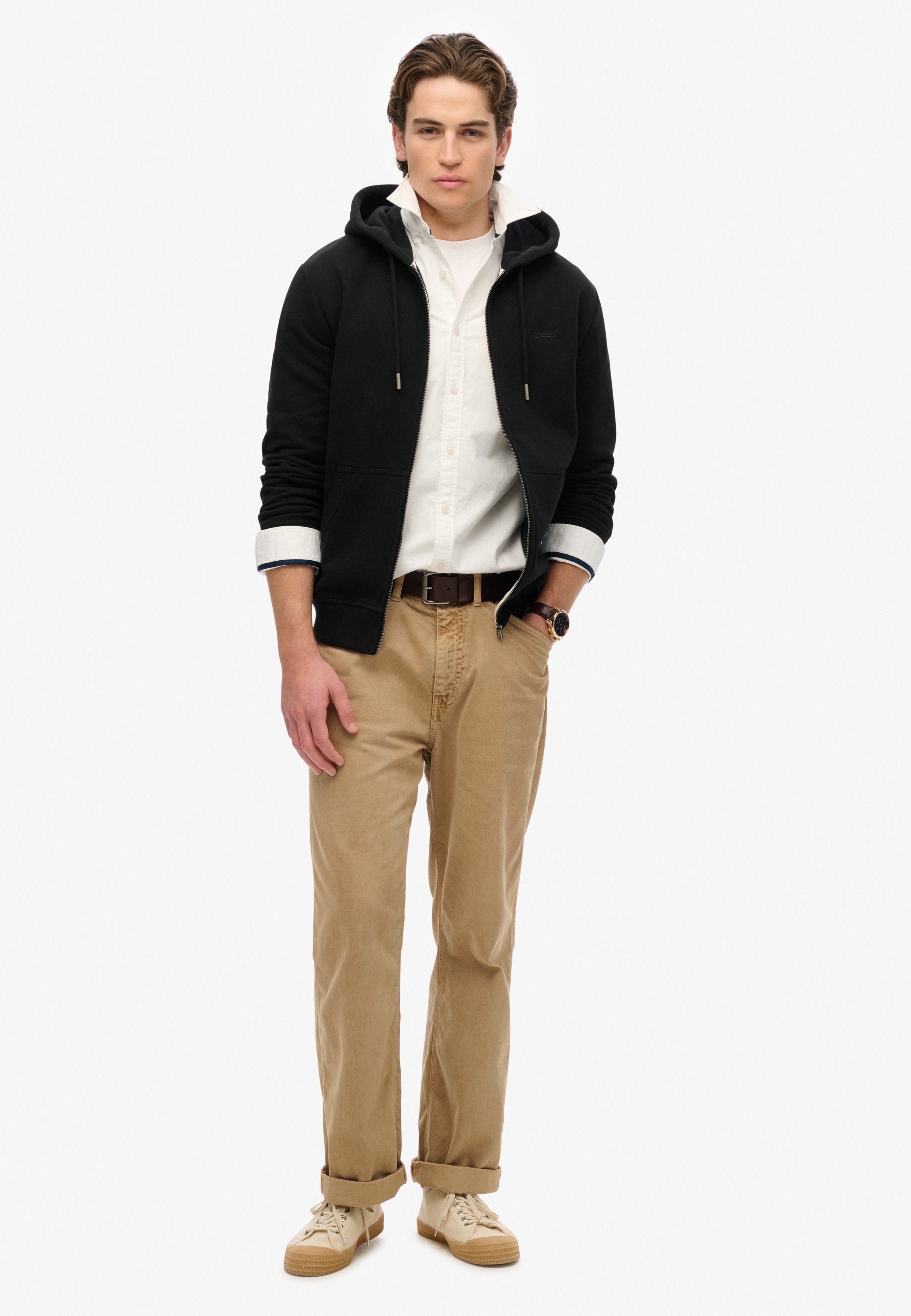 Essential Logo Half Brushed Zip Hoodie