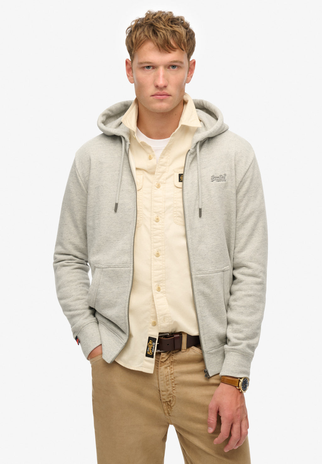 Essential Logo Half Brushed Zip Hoodie