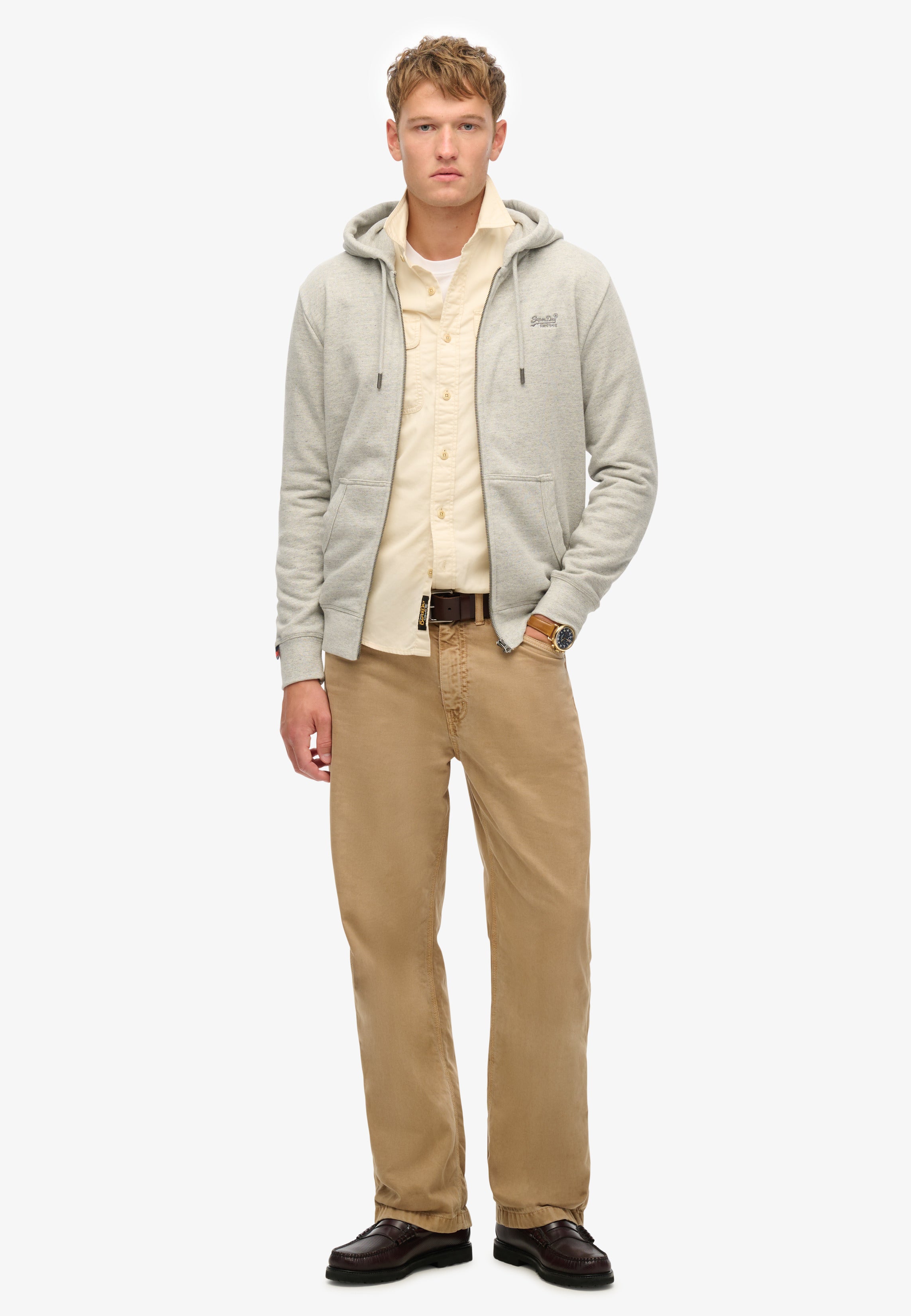 Essential Logo Half Brushed Zip Hoodie