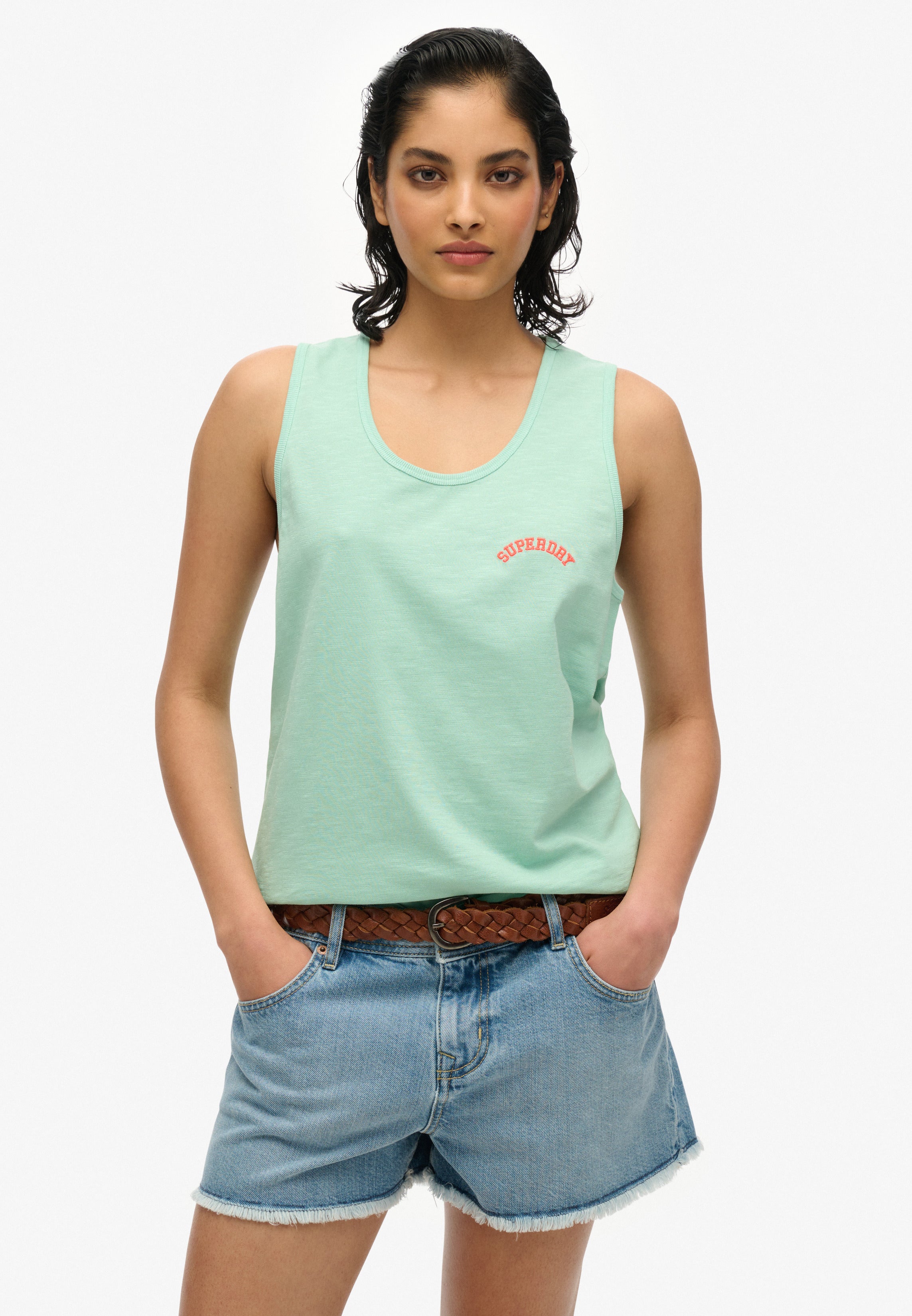 Essential Logo Garment Dye Vest Top