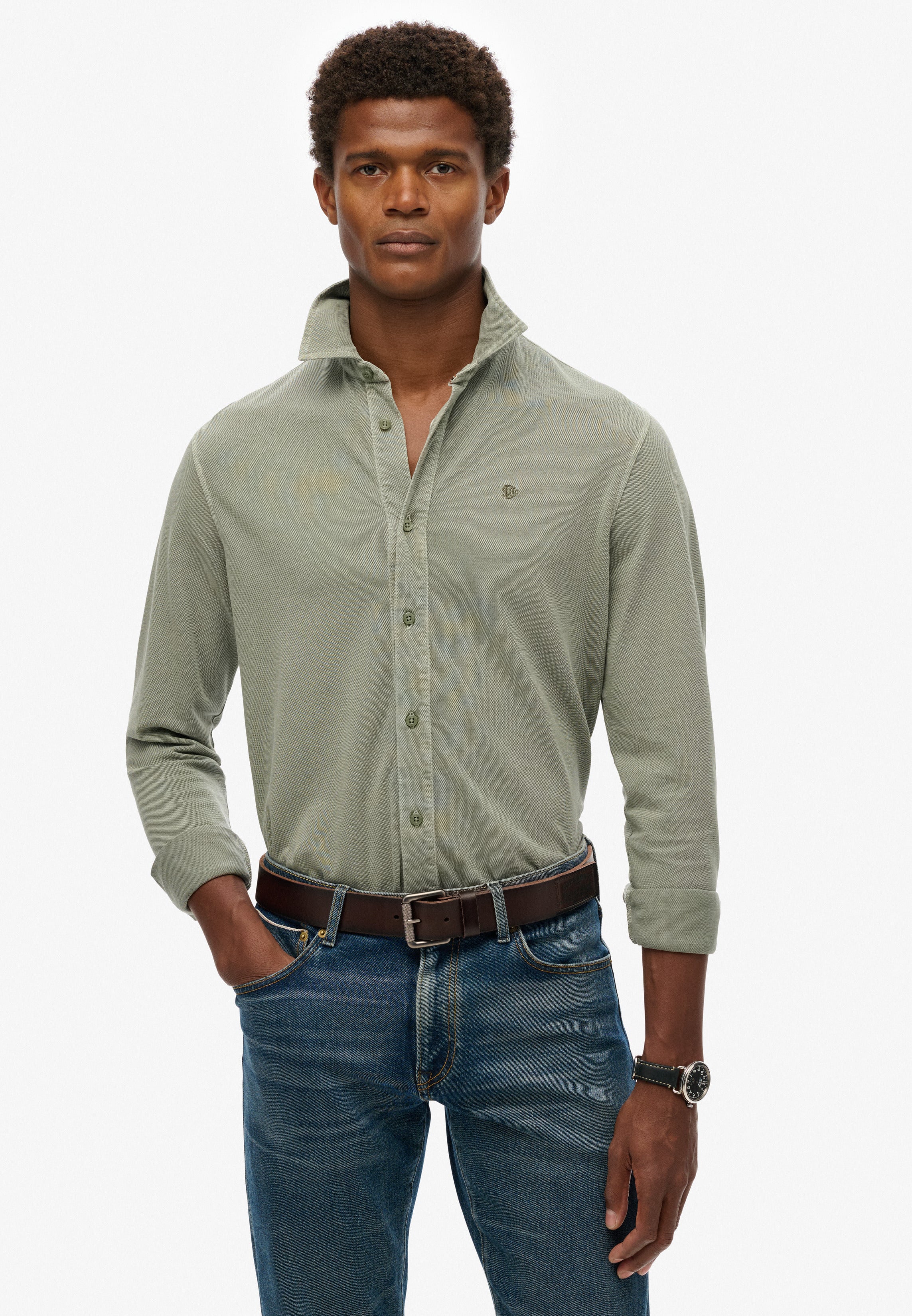 Vintage Destroy Pique Long Sleeve Shirt