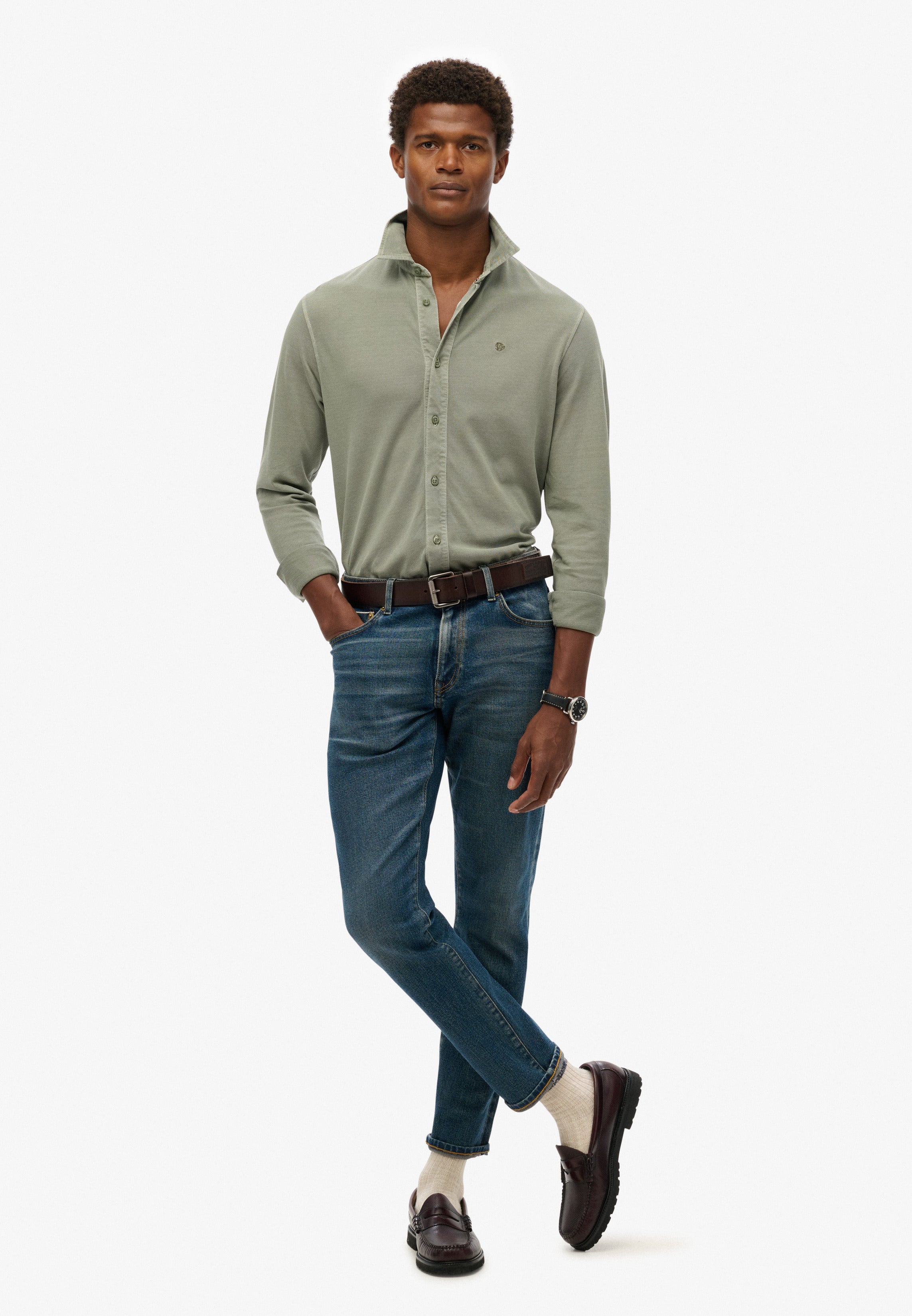 Vintage Destroy Pique Long Sleeve Shirt