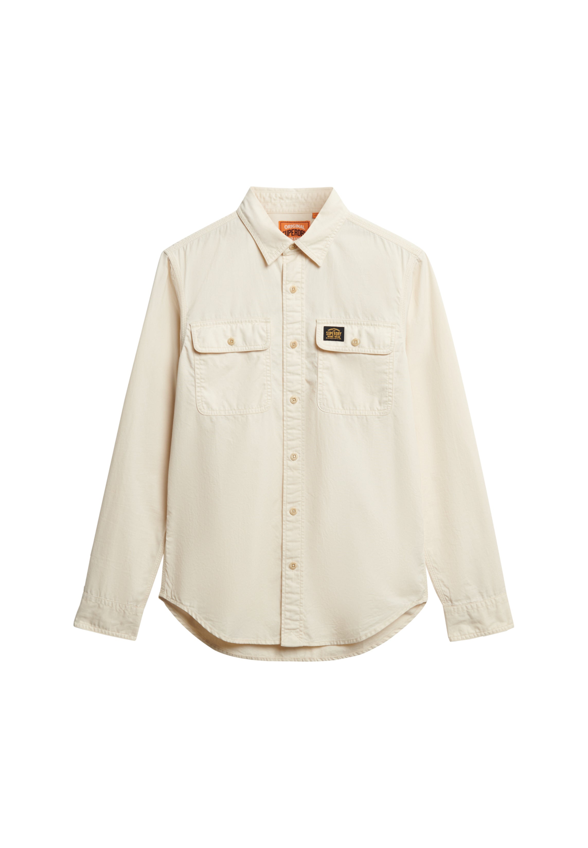 قميص عمل قطني طويل الأكمام