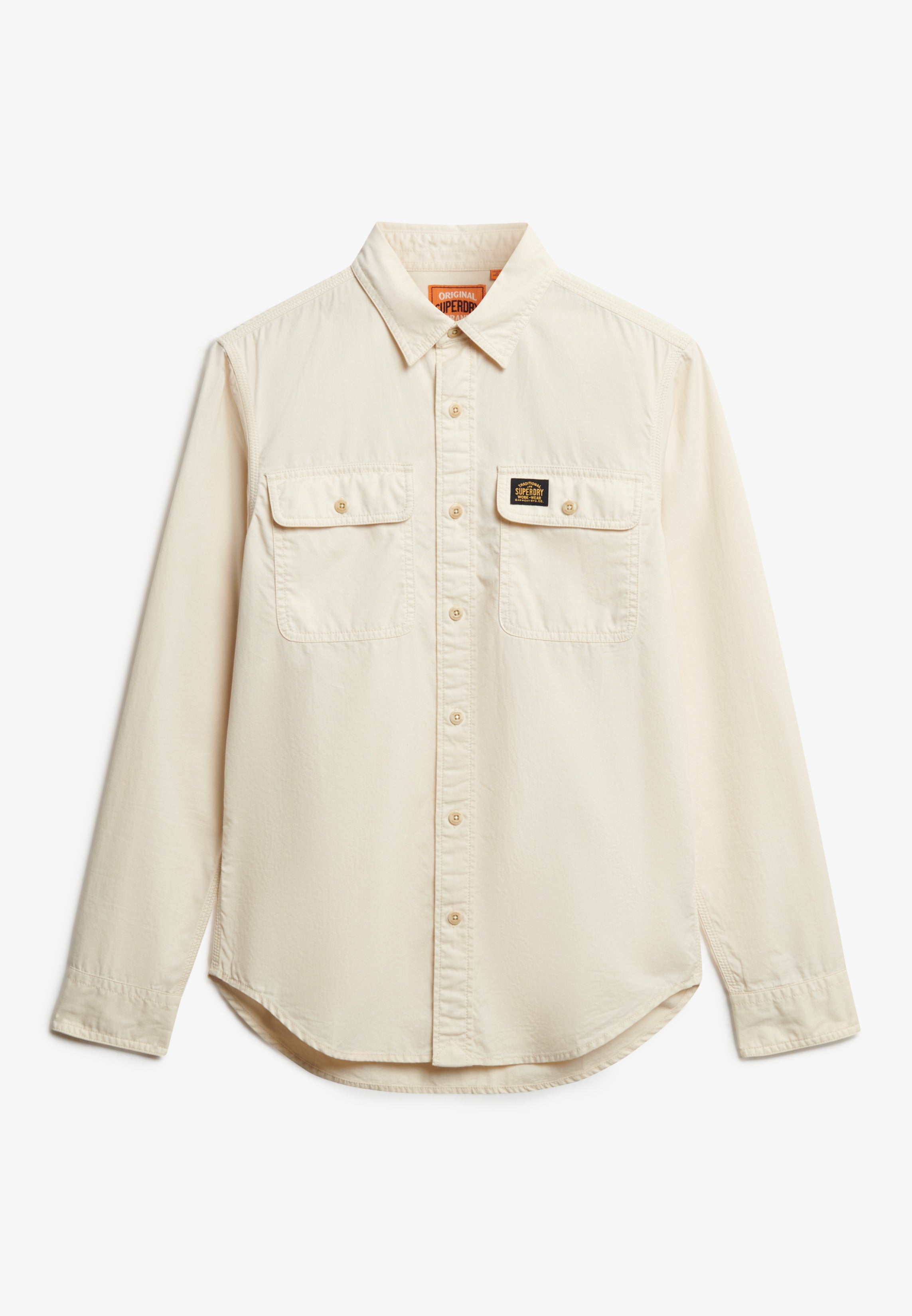 قميص عمل قطني طويل الأكمام