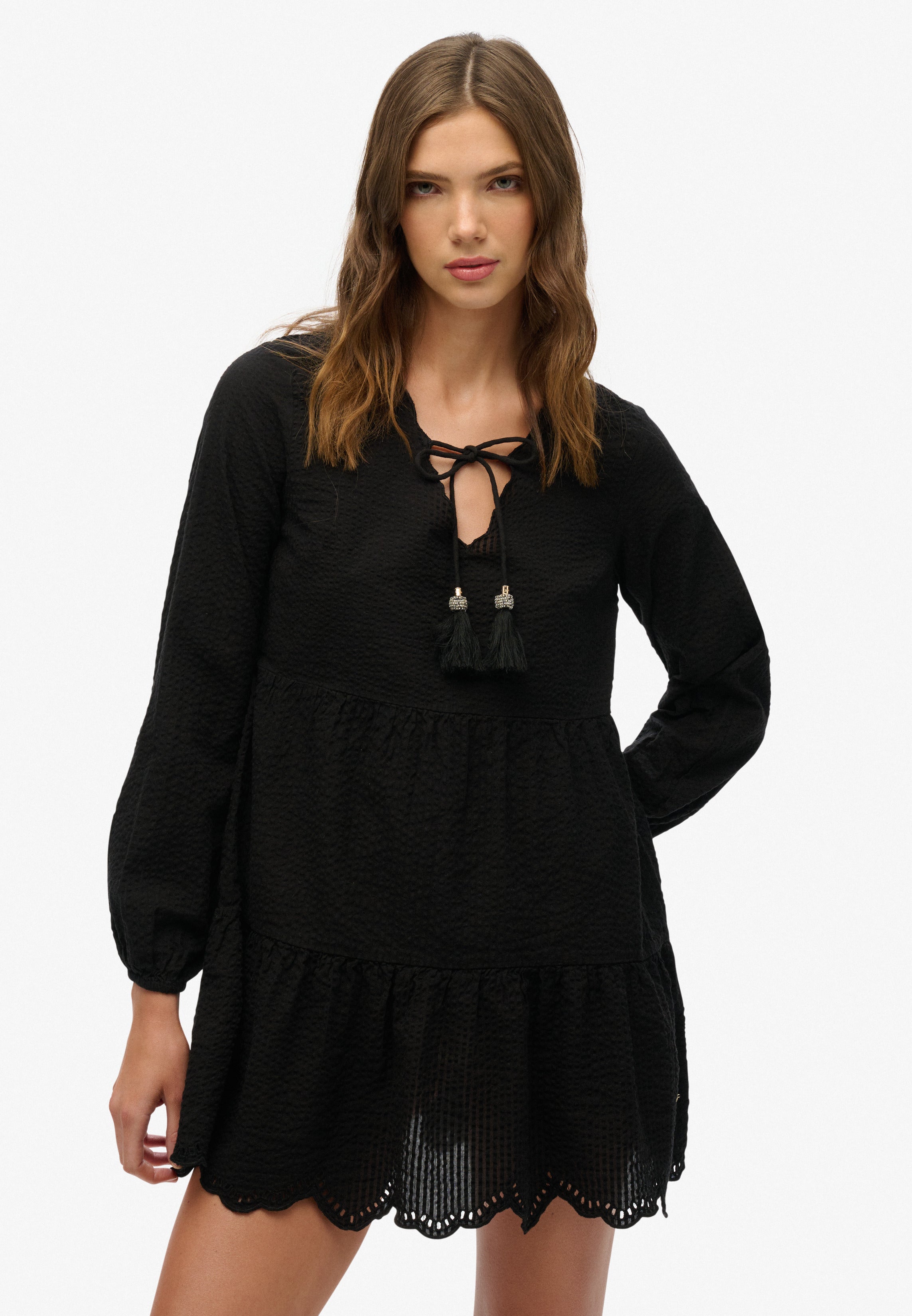 Broderie Tiered Mini Dress