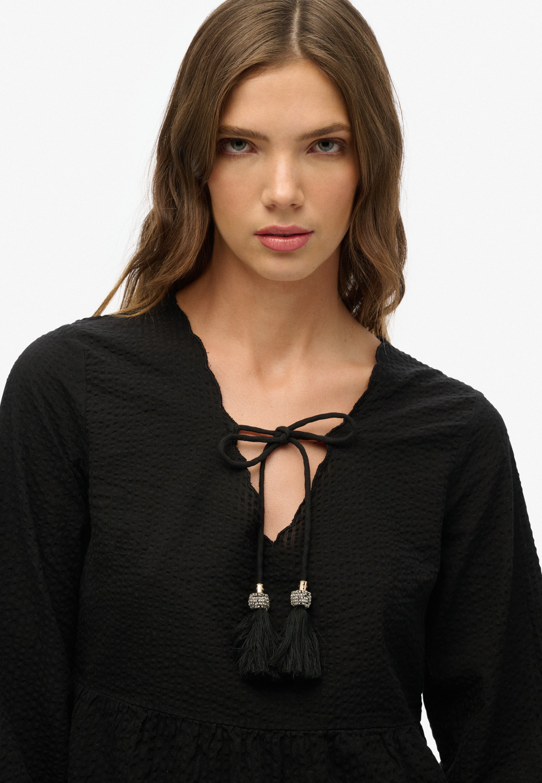 Broderie Tiered Mini Dress