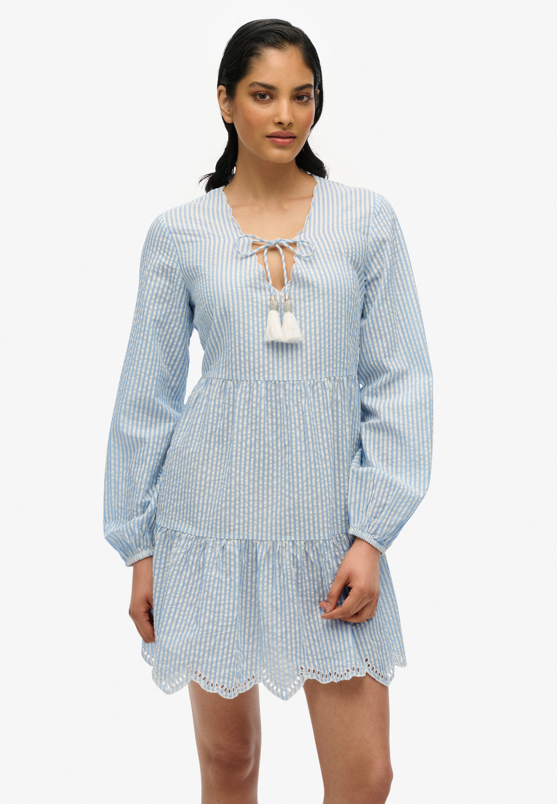 Broderie Tiered Mini Dress