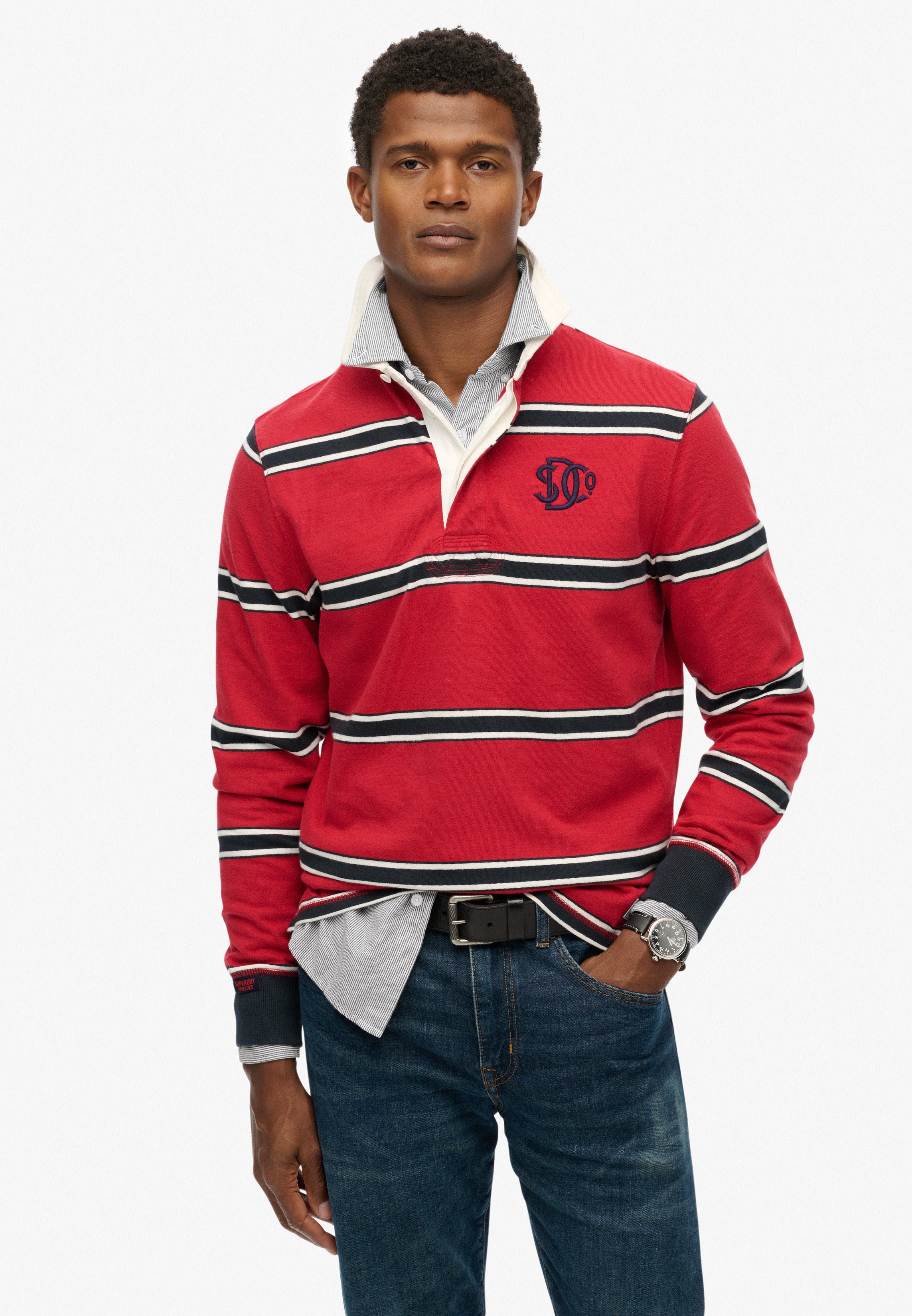 Vintage Athletic Stripe Rugby Top
