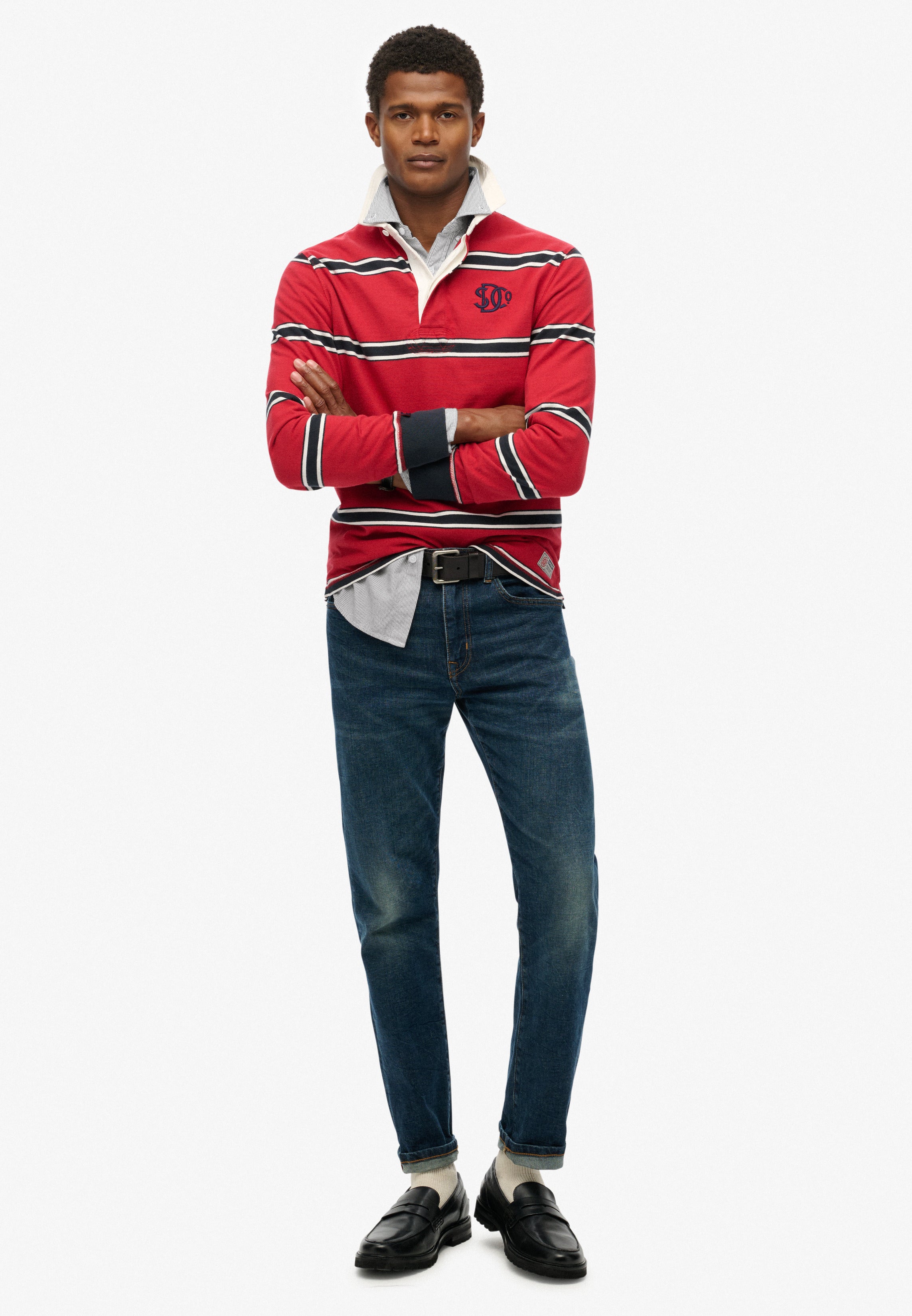 Vintage Athletic Stripe Rugby Top