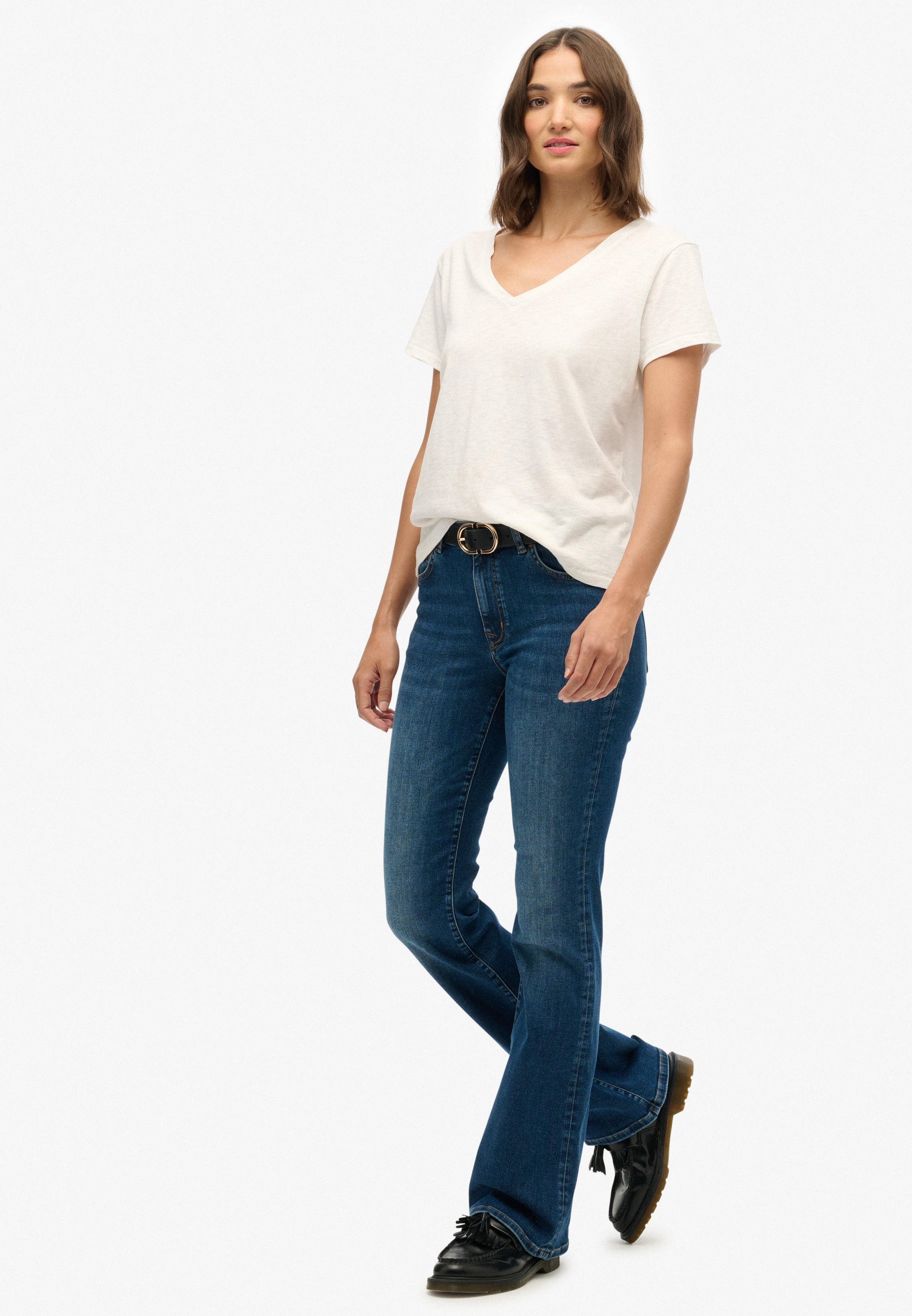Organic Cotton Mid Rise Flare Jean