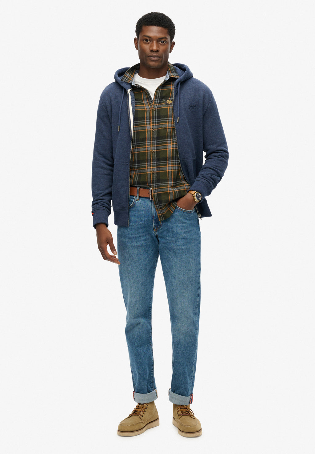Essential Logo Half Brushed Zip Hoodie