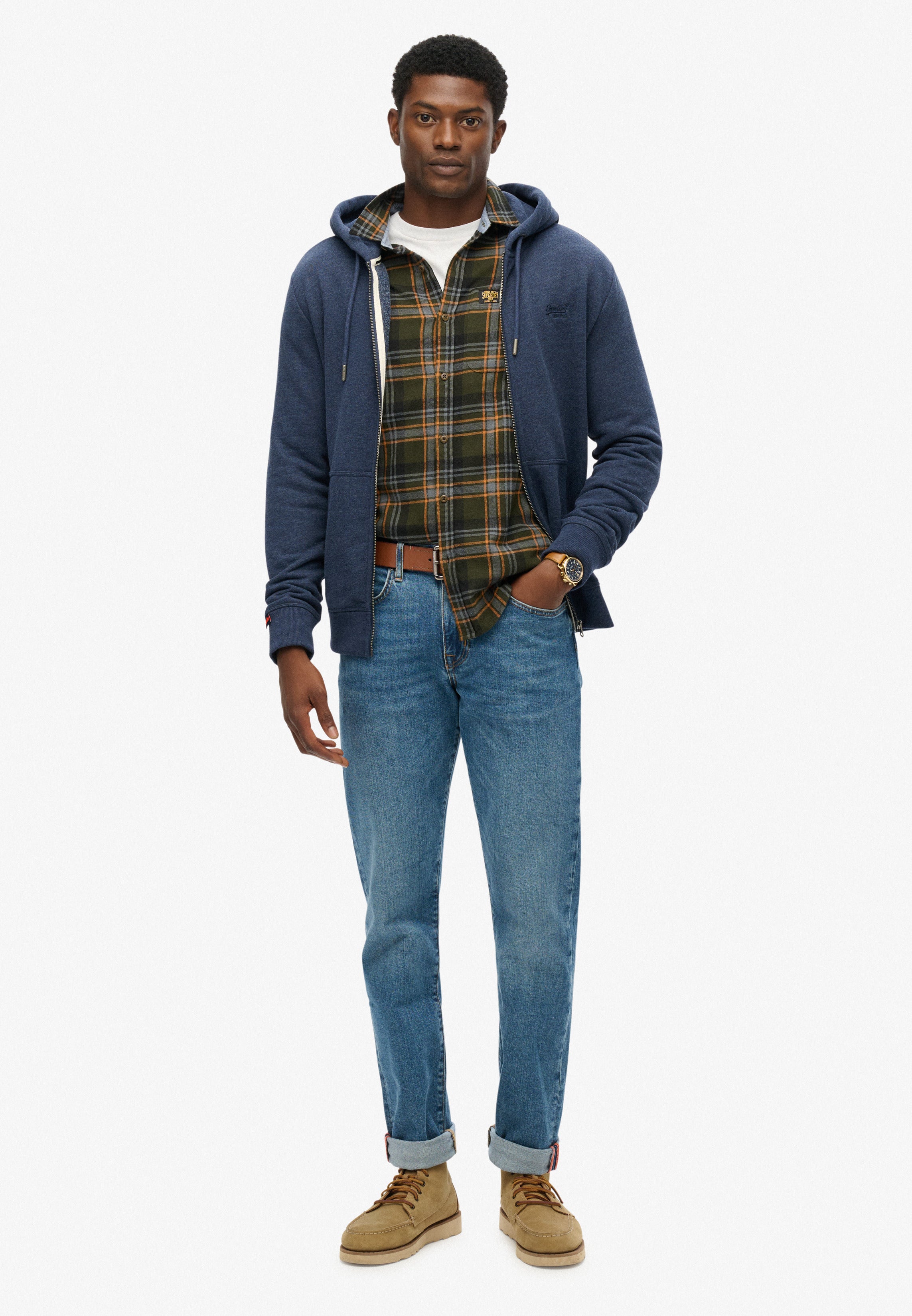 Essential Logo Half Brushed Zip Hoodie