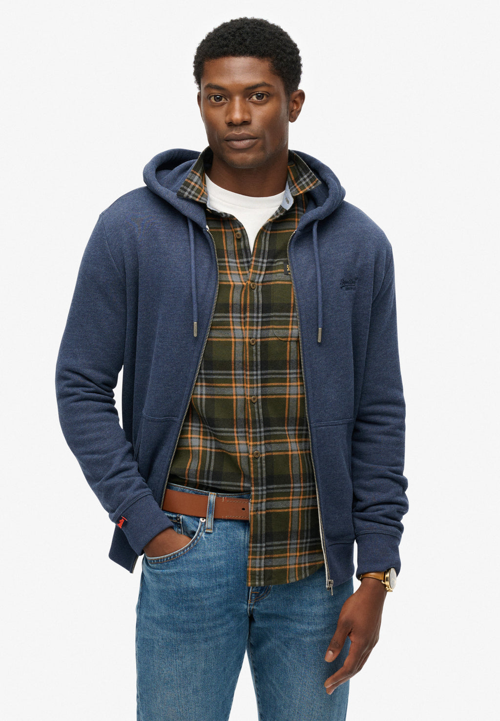 Essential Logo Half Brushed Zip Hoodie