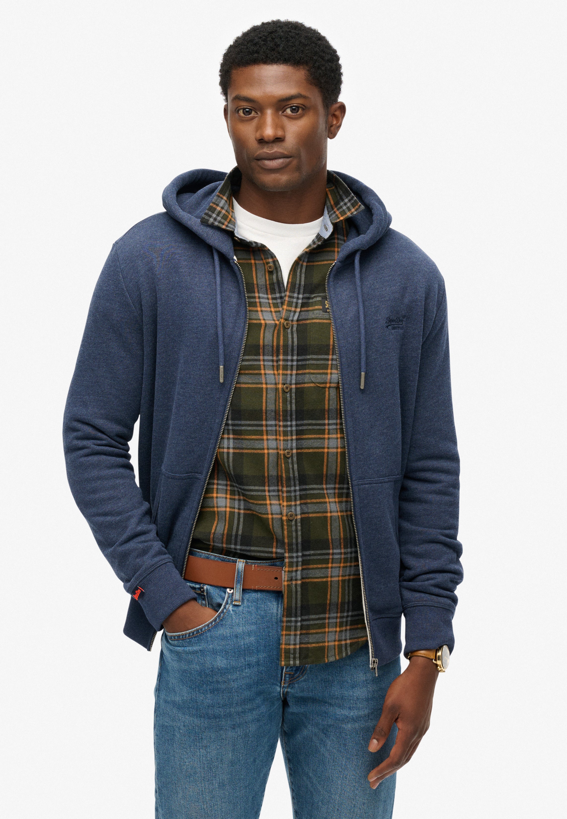 Essential Logo Half Brushed Zip Hoodie