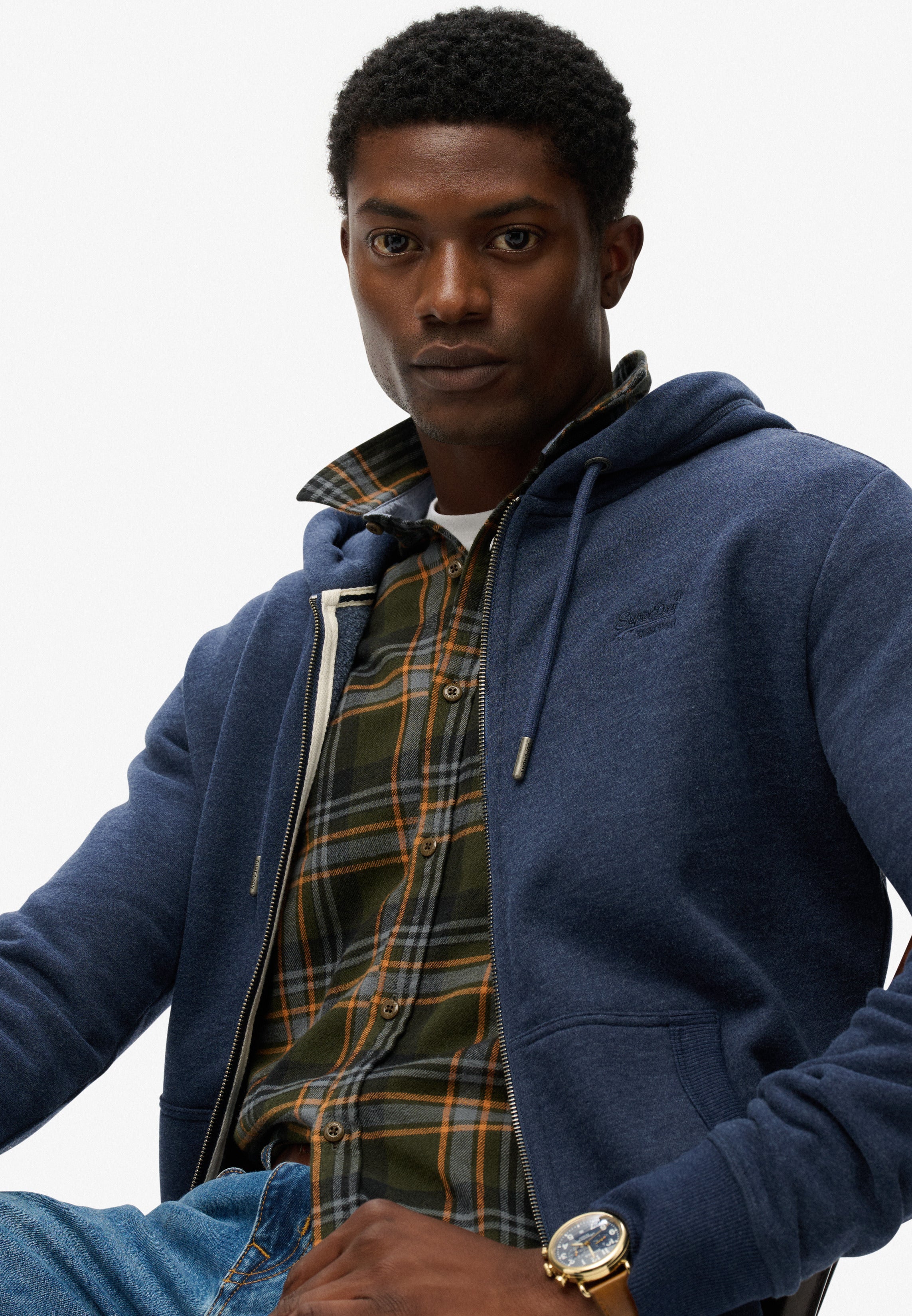 Essential Logo Half Brushed Zip Hoodie