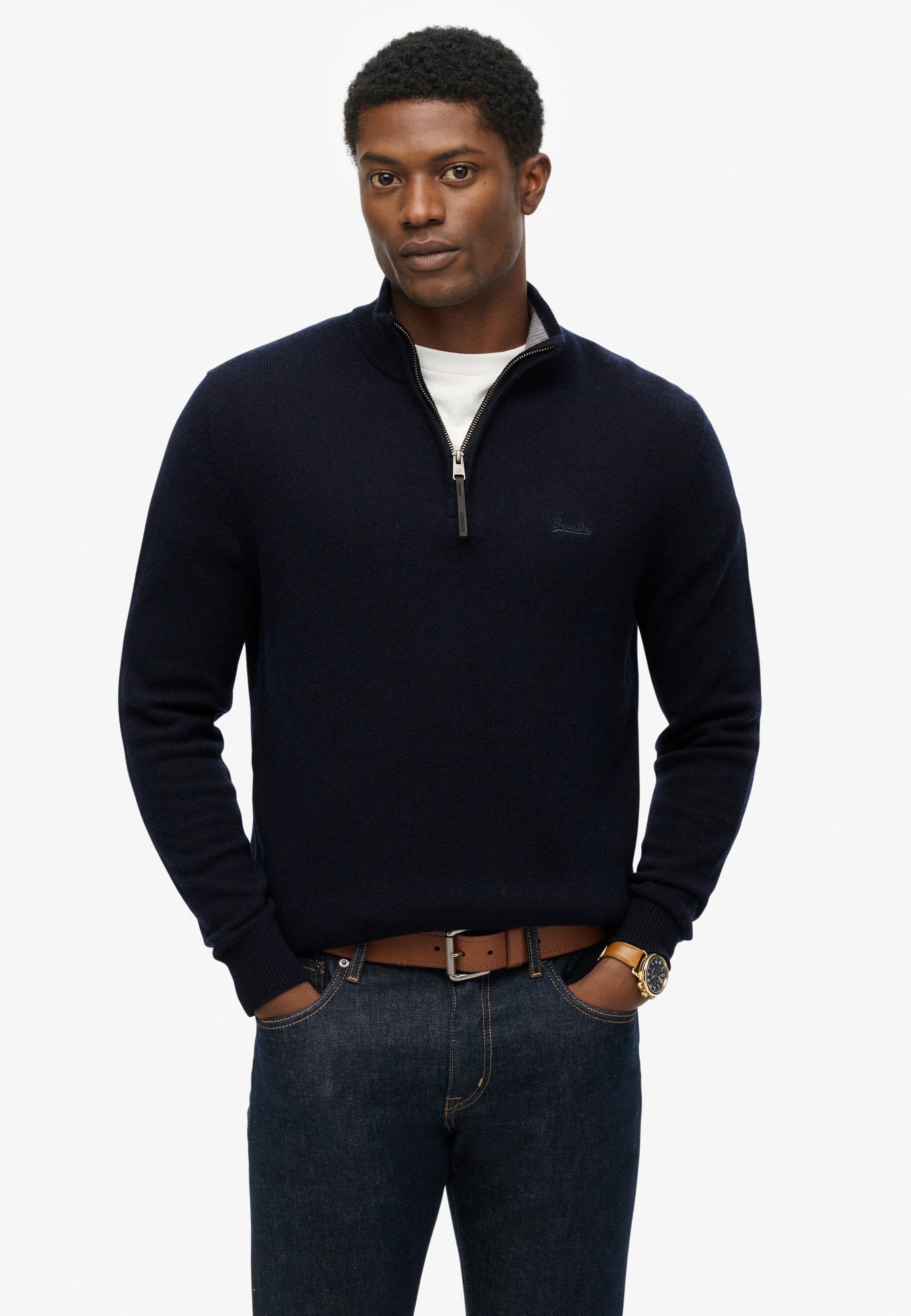 Wool Blend Half Zip Jumper