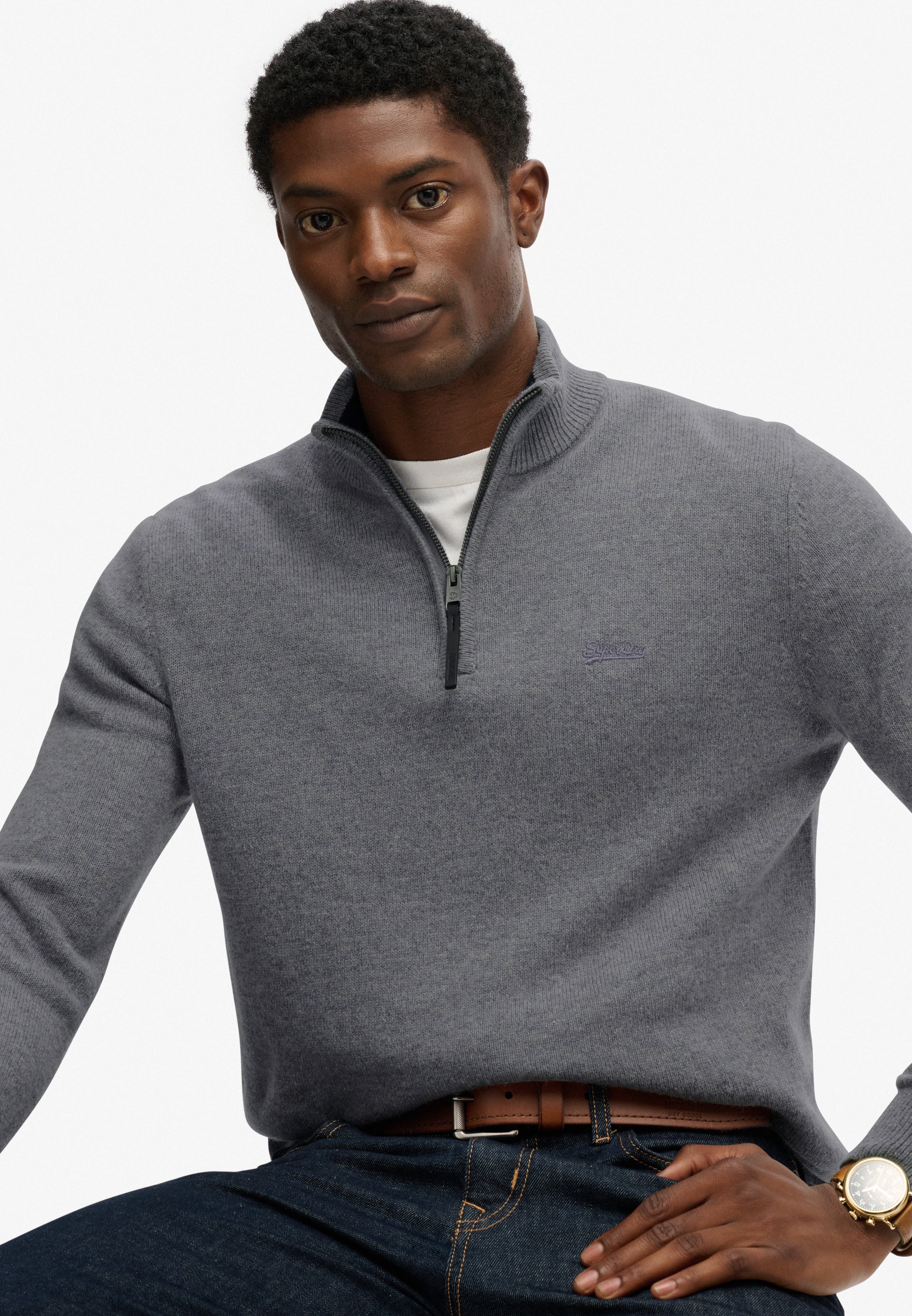 Wool Blend Half Zip Jumper