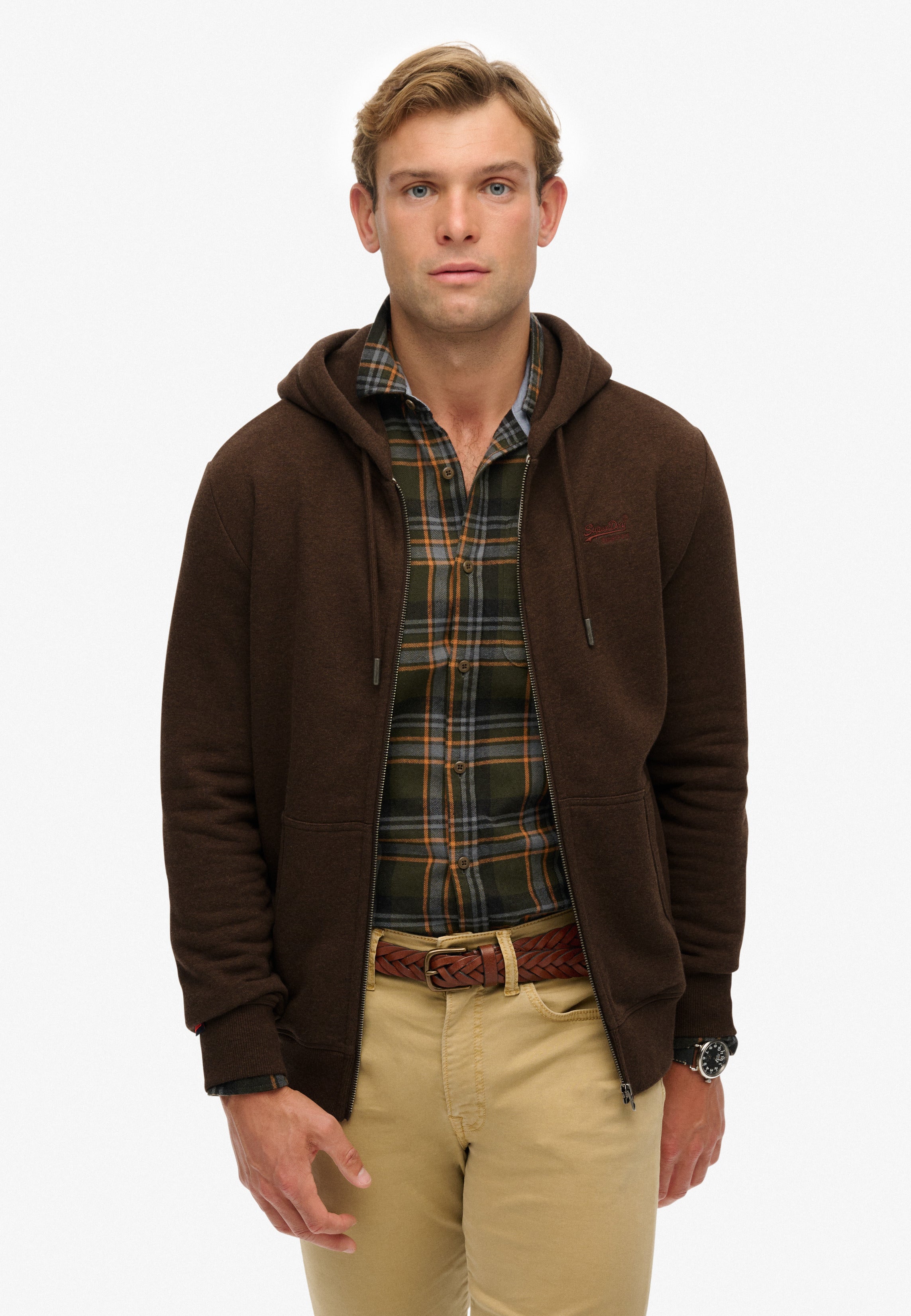 Essential Logo Half Brushed Zip Hoodie