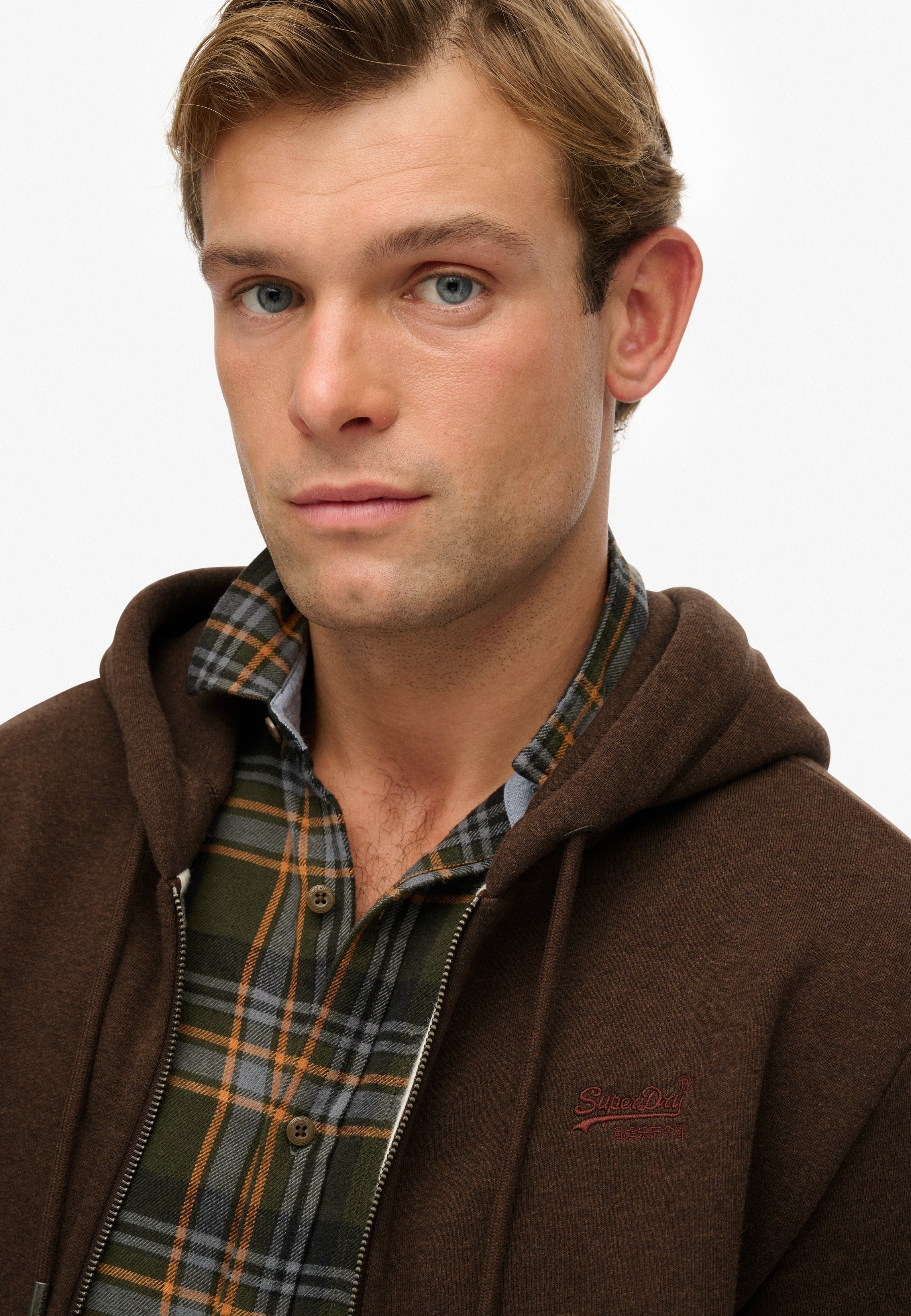 Essential Logo Half Brushed Zip Hoodie