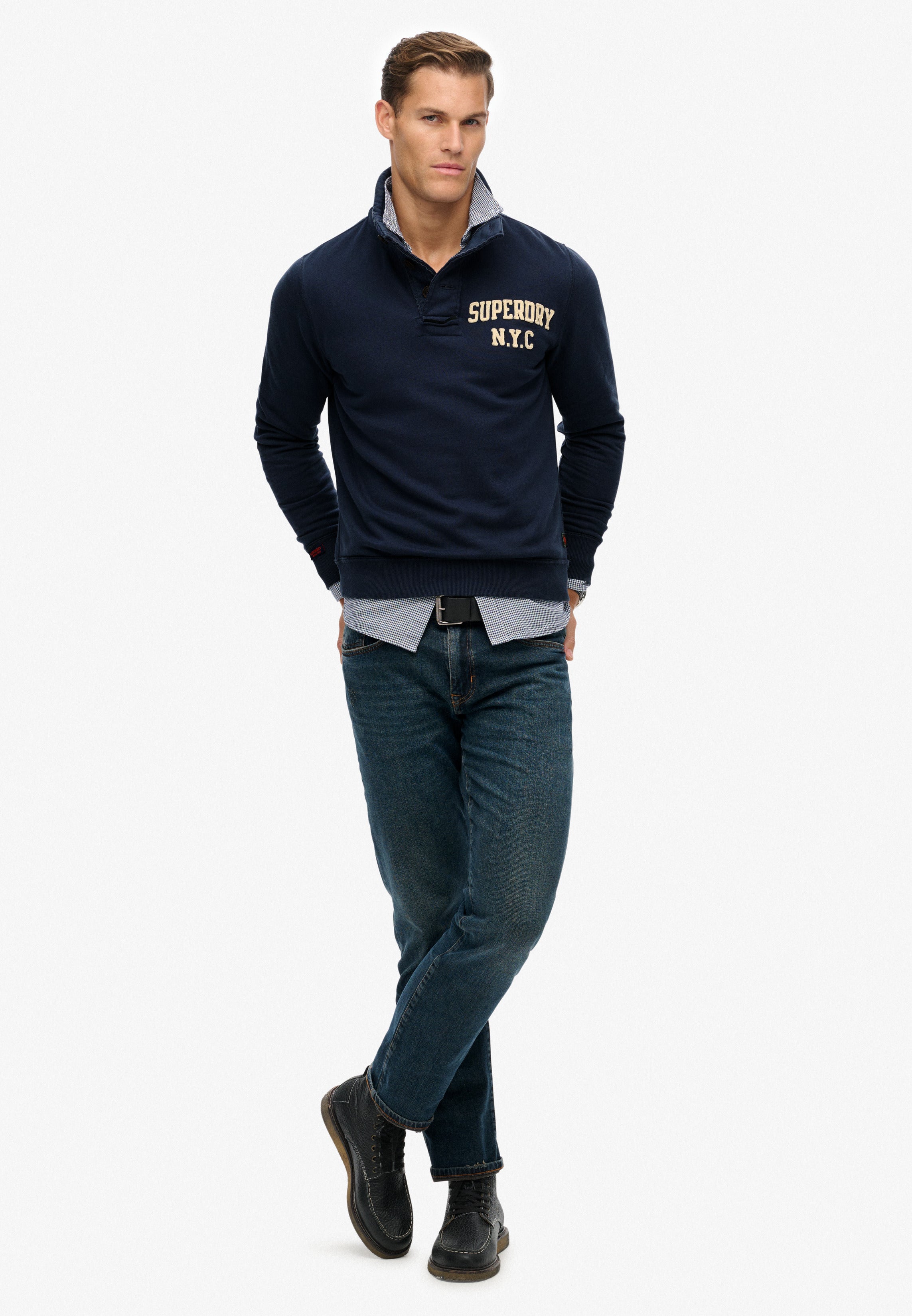 Vintage Athletic Henley Sweatshirt