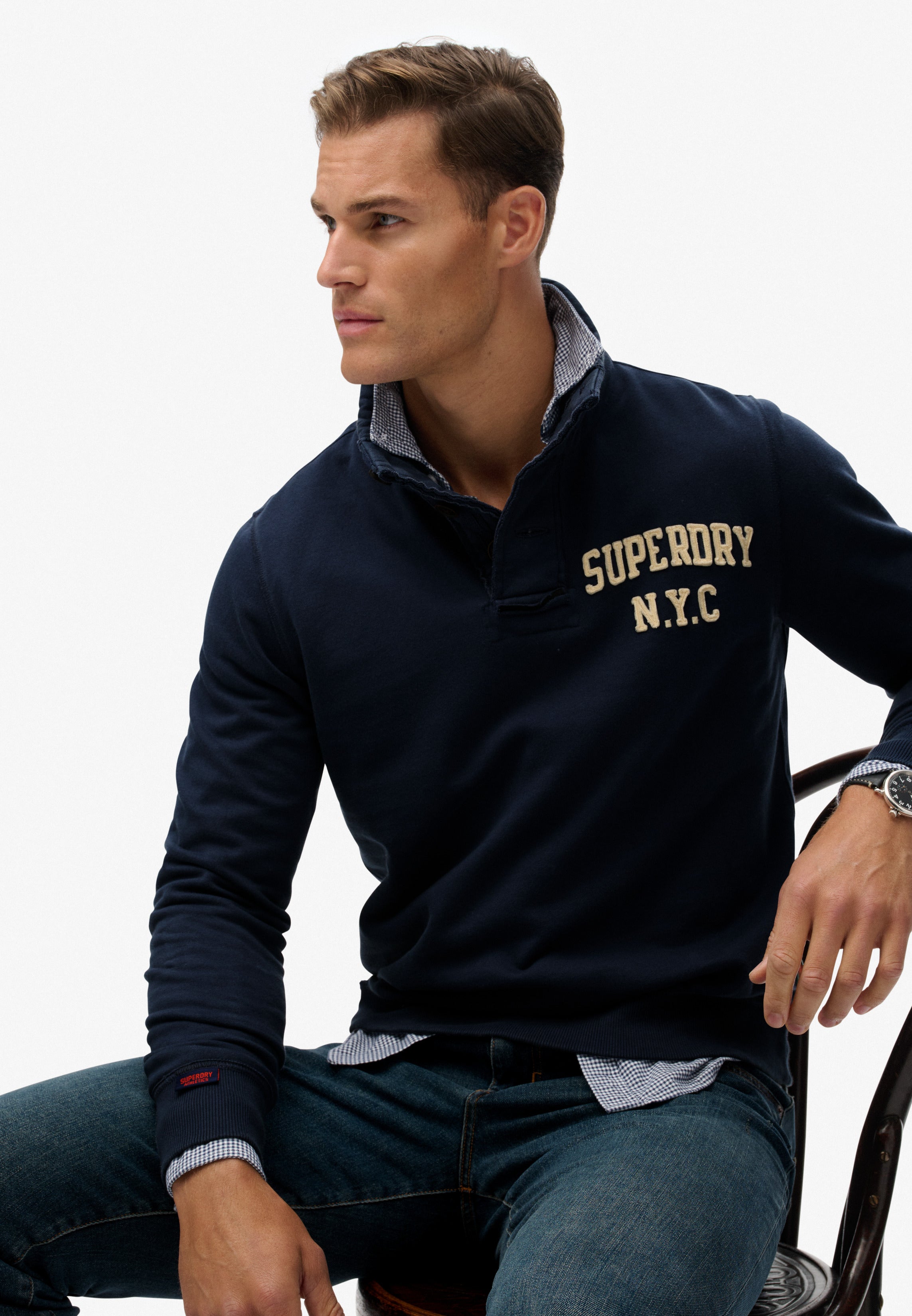 Vintage Athletic Henley Sweatshirt