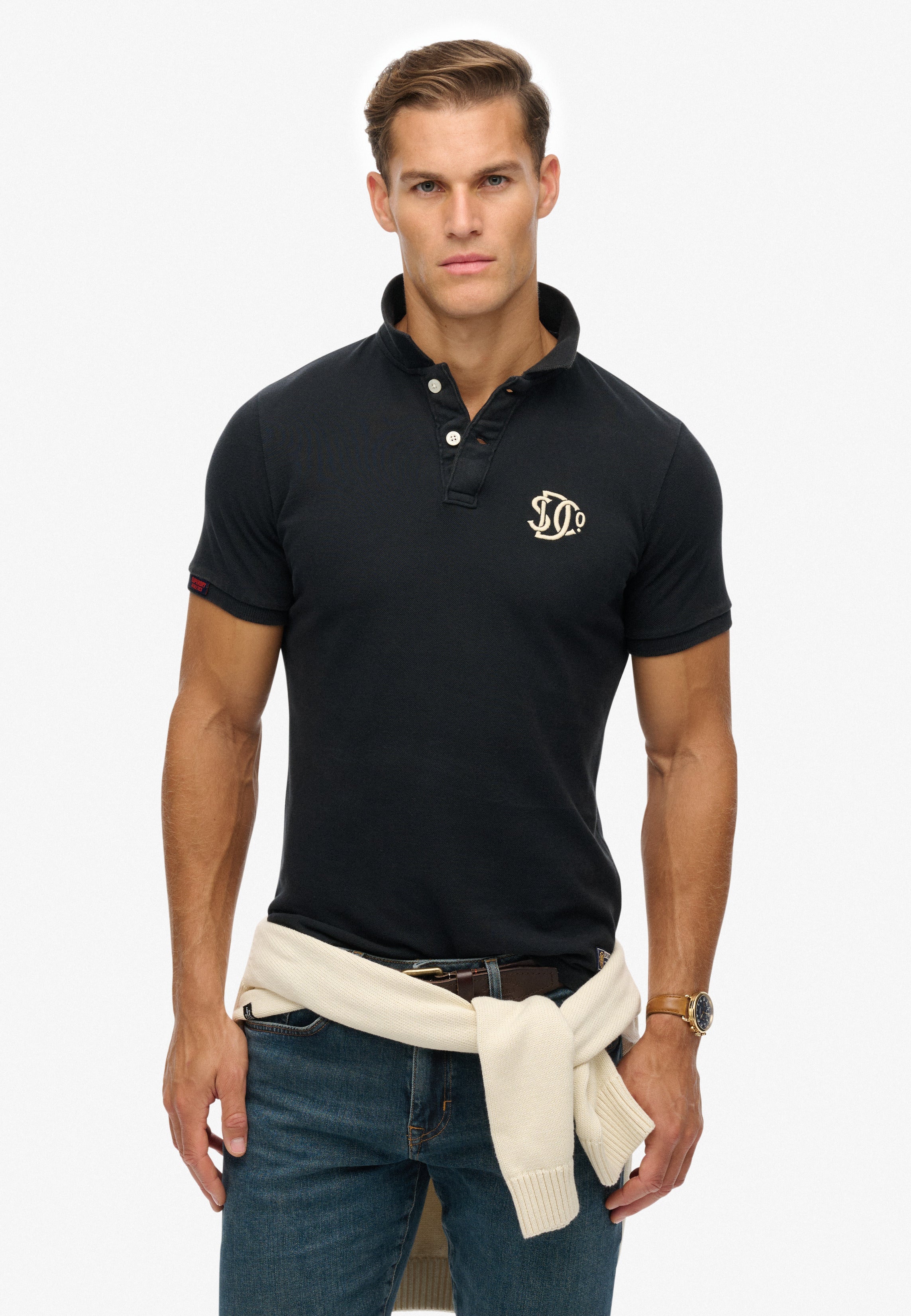 Vintage Athletic Embroidered Polo Shirt
